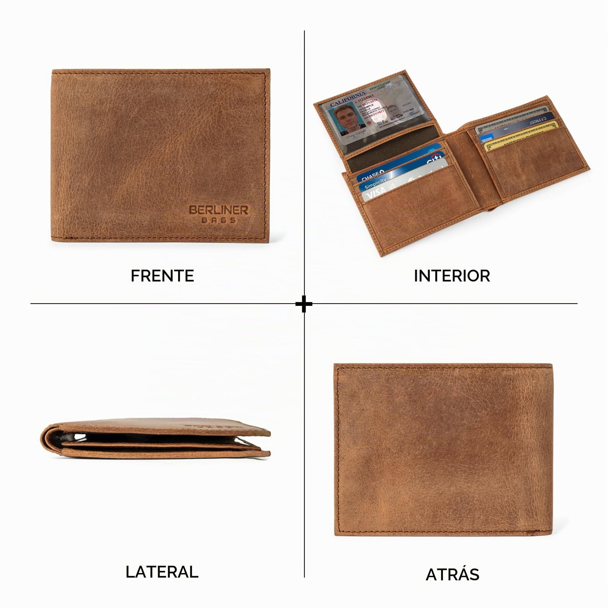 Berliner Bags Peter Cartera de Piel Auténtica Hombre con 8 Tarjetas y RFID