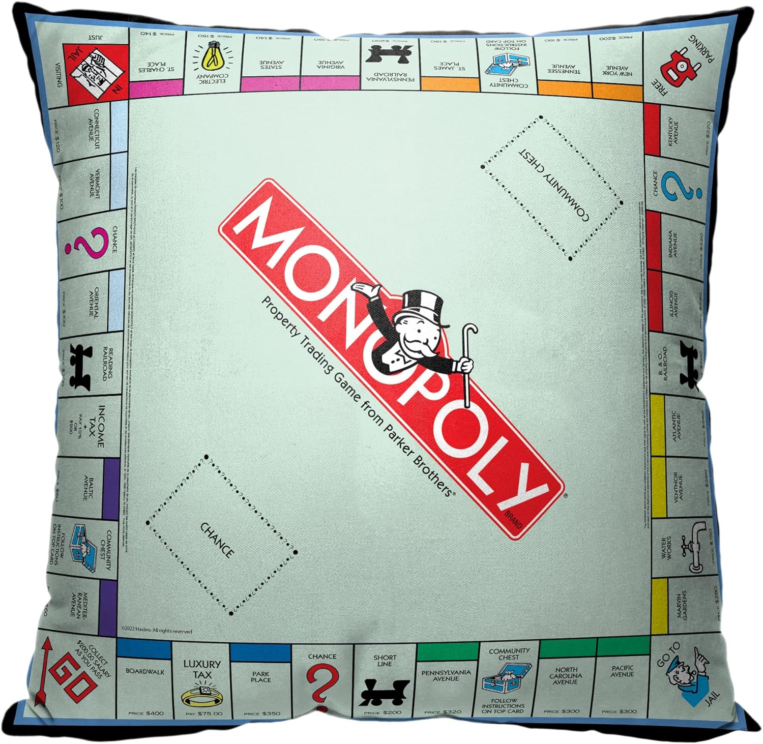 Northwest Monopoly Pillow, 18" x 18", Monopoly Board