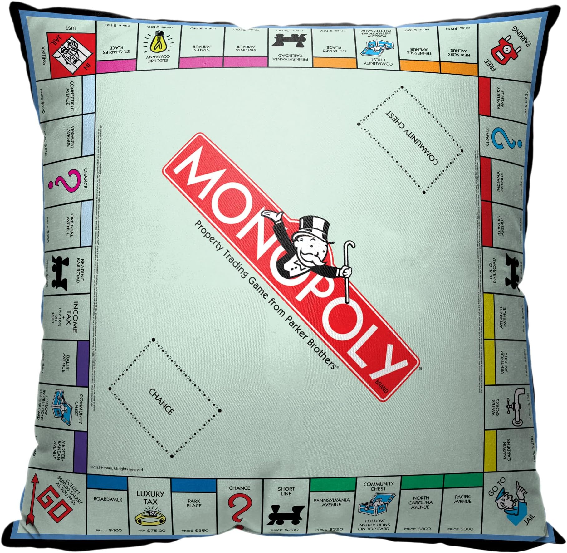 Northwest Monopoly Pillow, 18" x 18", Monopoly Board