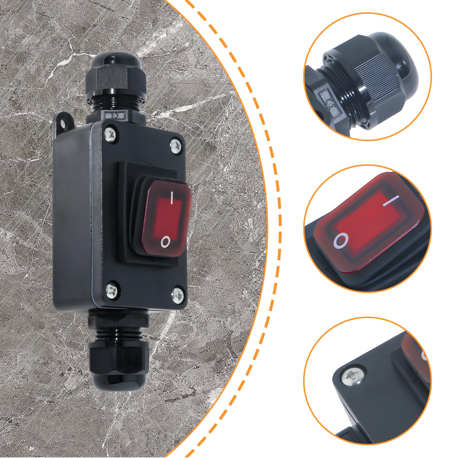 Lot De 2 Interrupteurs Machine Universels IP54 - 250V Étanches Magnétiques - Sécurité Industrielle Avec Rechange