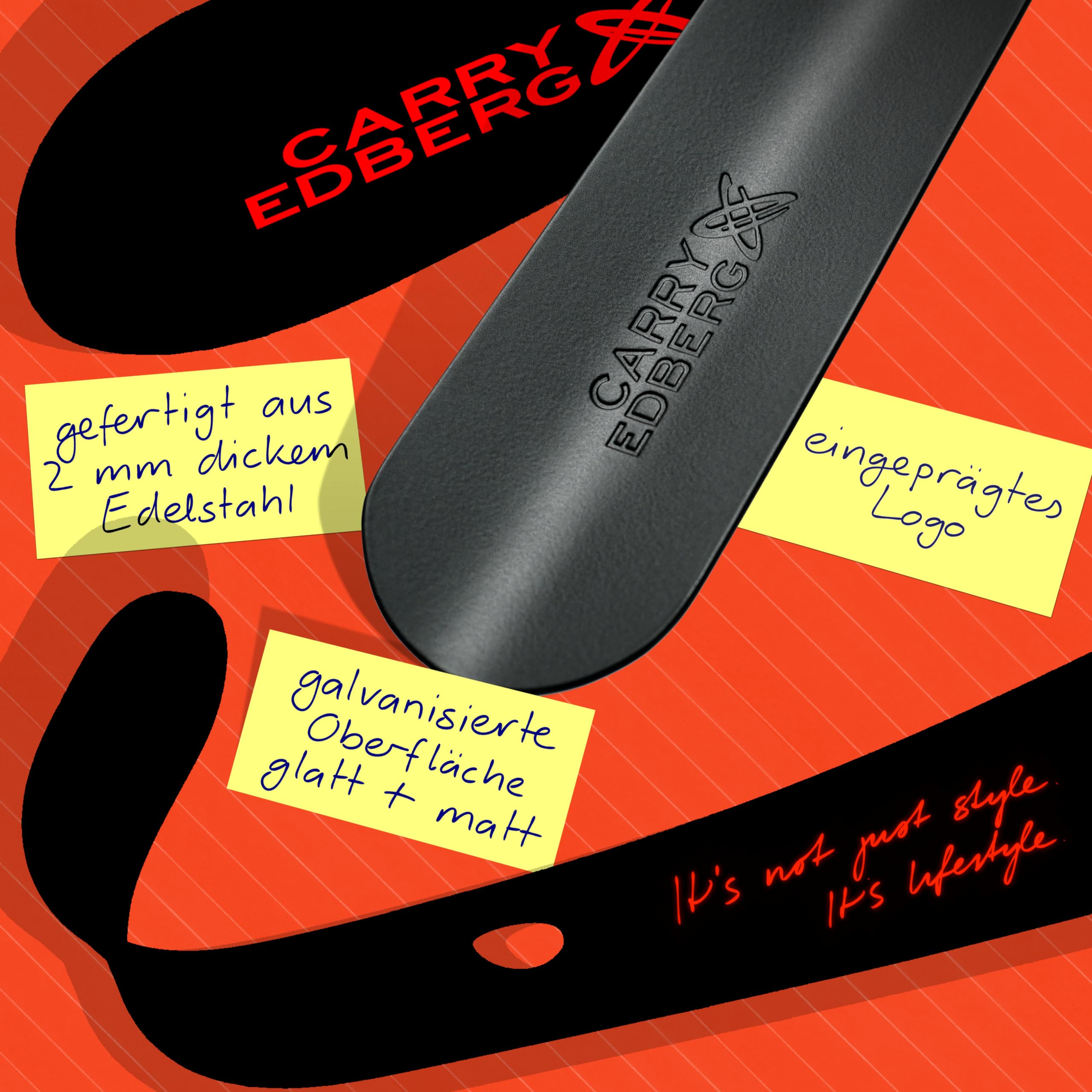 Łyżka do butów ze stali nierdzewnej 72 cm czarna #EDITION2024 bardzo stabilna! | długa designerska ściągaczka do butów XL do zakładania na stojąco | wysokiej jakości produkt z metalu |