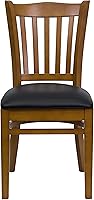Vista 4 de EMMA + OLIVER Vertical Slat Back Cherry Wood Chair, Black Vinyl Seat