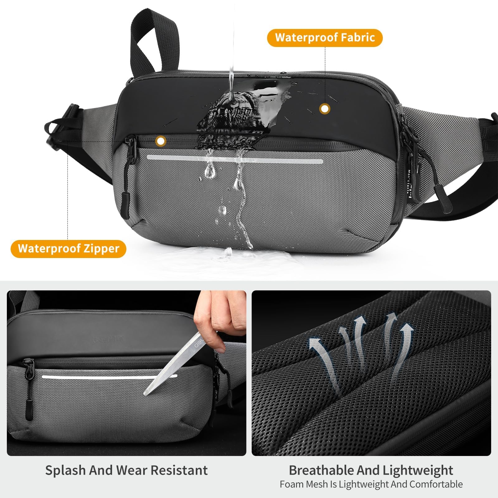 Huntvp Torba nerka dla mężczyzn i kobiet sportowa torba na ramię Fanny Pack Bag z regulowanym paskiem Unisex Rozszerzalna wodoodporna torba na ramię do pieszych wycieczek kolarskich Trekking na