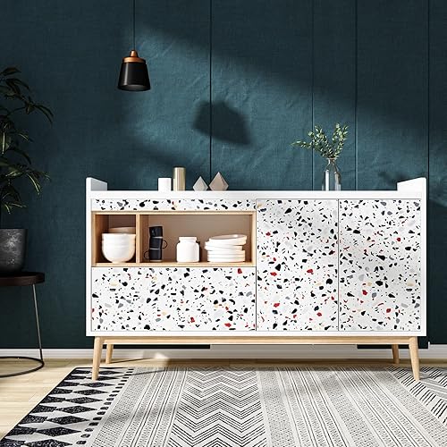 Miniatura 4 de CRE8TIVE Papel de contacto de terrazo de 24 x 118 pulgadas de ancho, impermeable, de granito, extraíble, autoadhesivo, vinilo brillante, mármol,