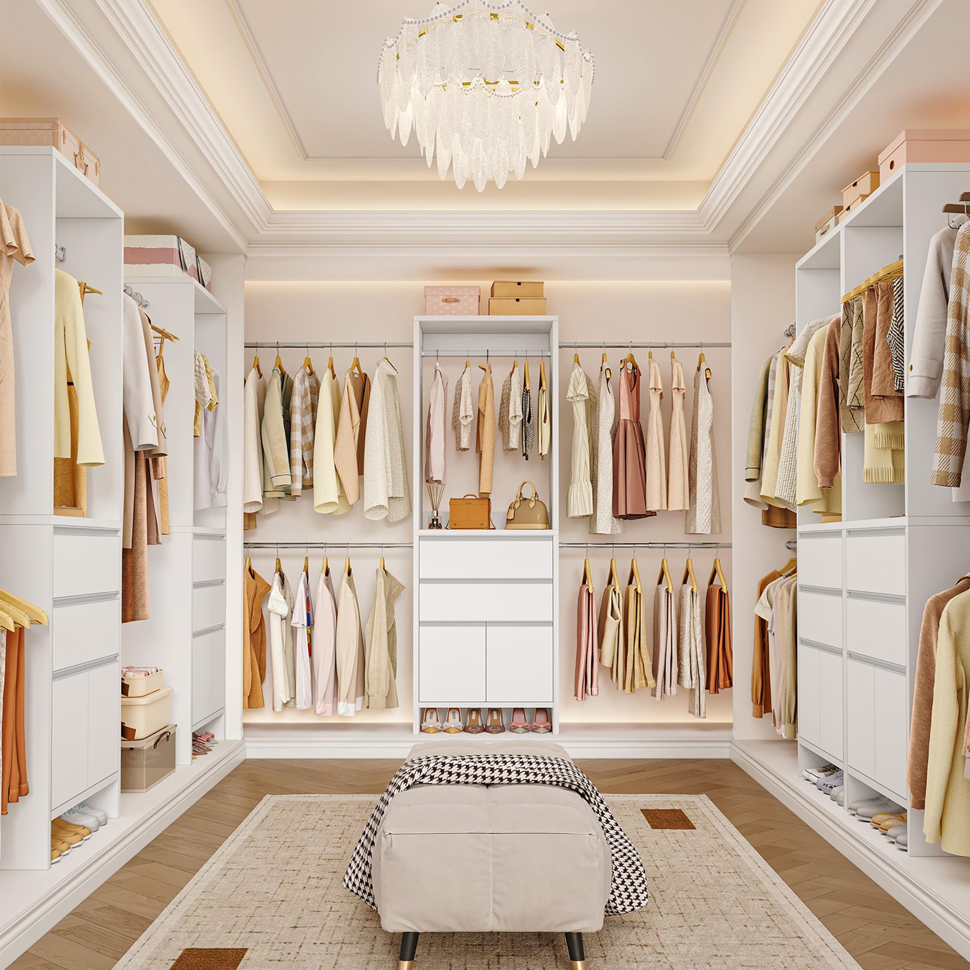Amazon.com: Hzuaneri Closet System with 2 Drawers, Walk-in Closet