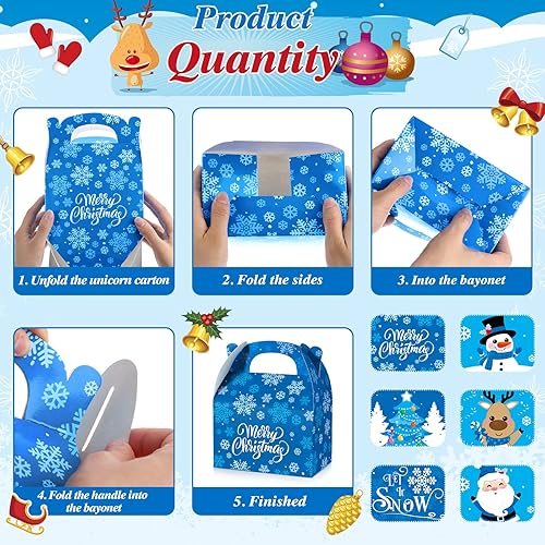 Miniatura 3 de Qeeenar 48 cajas de golosinas de invierno para fiestas, regalos a granel para regalar galletas, dulces, golosinas 3D, lindo embalaje de cartón con