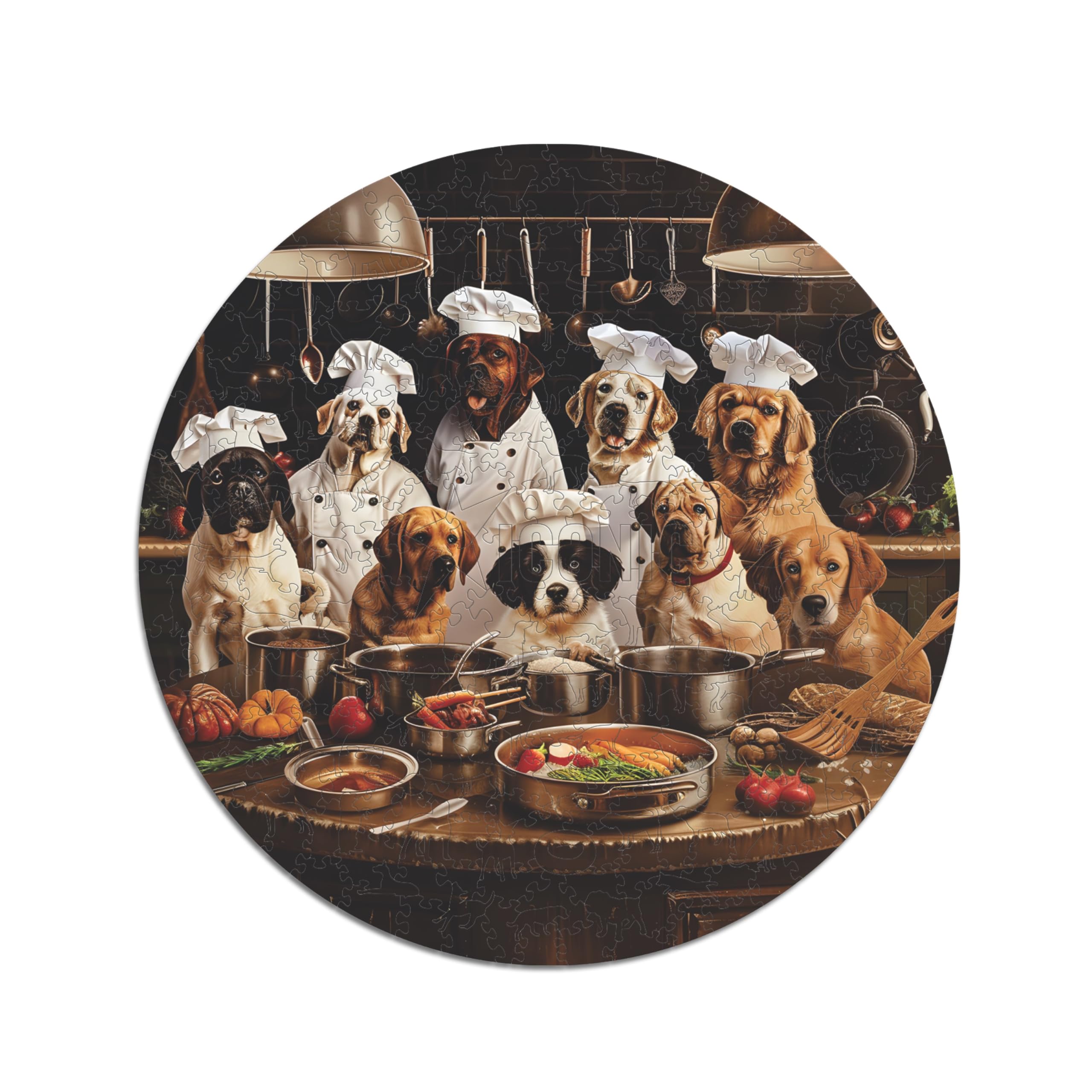 Iconic Puzzles - Cani Chef, puzzle in legno 100% sostenibile, Regali per Bambini e Adulti, taglia L, 600 Pezzi