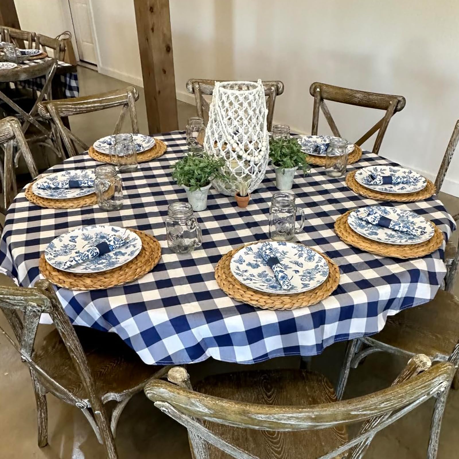 Lot de 8 Sets de Table Ronds tissés en Jacinthe d'eau Naturelle résistante à la Chaleur 30 cm