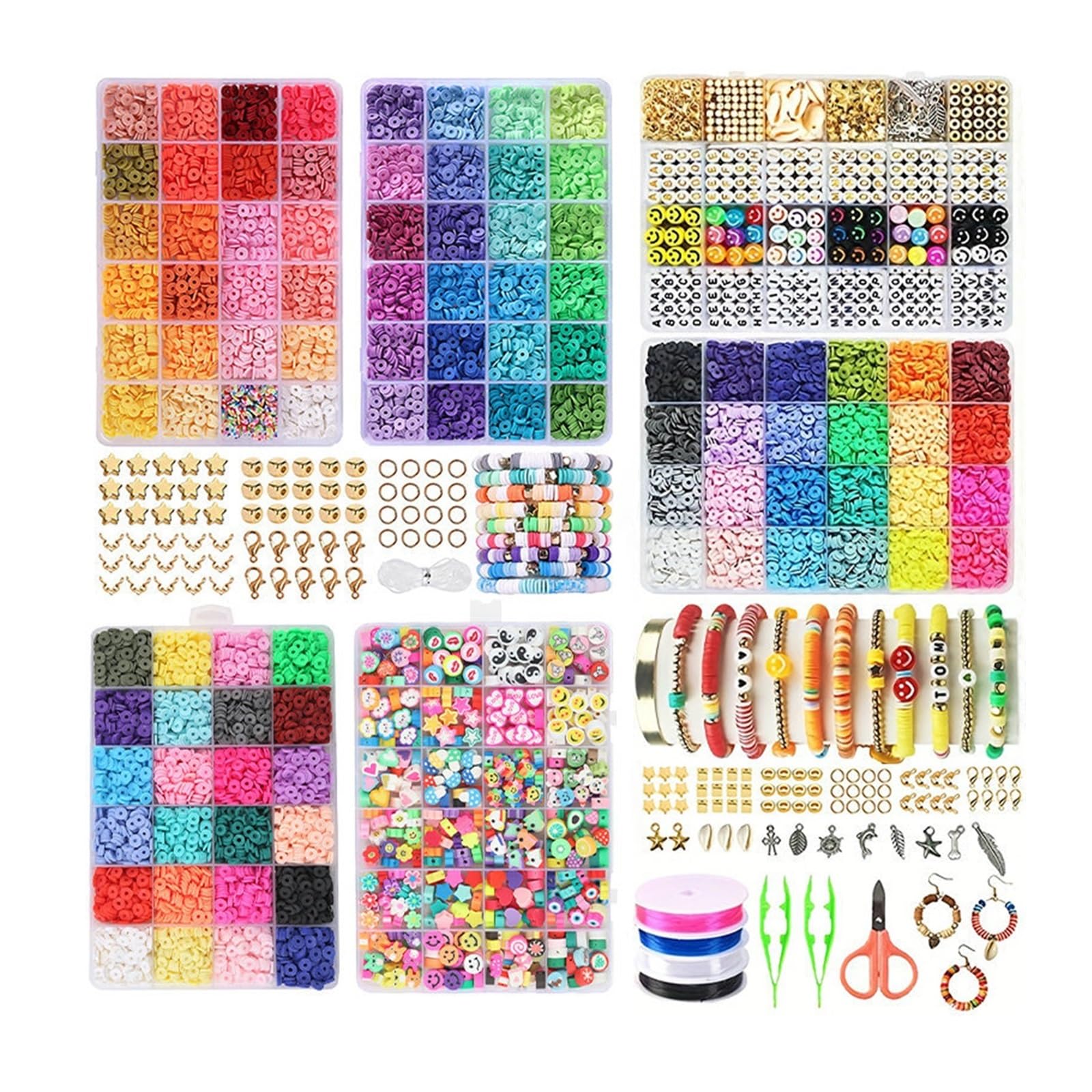Kit di perline fai da te Kit for realizzare braccialetti con perline di argilla(4-3840pcs)