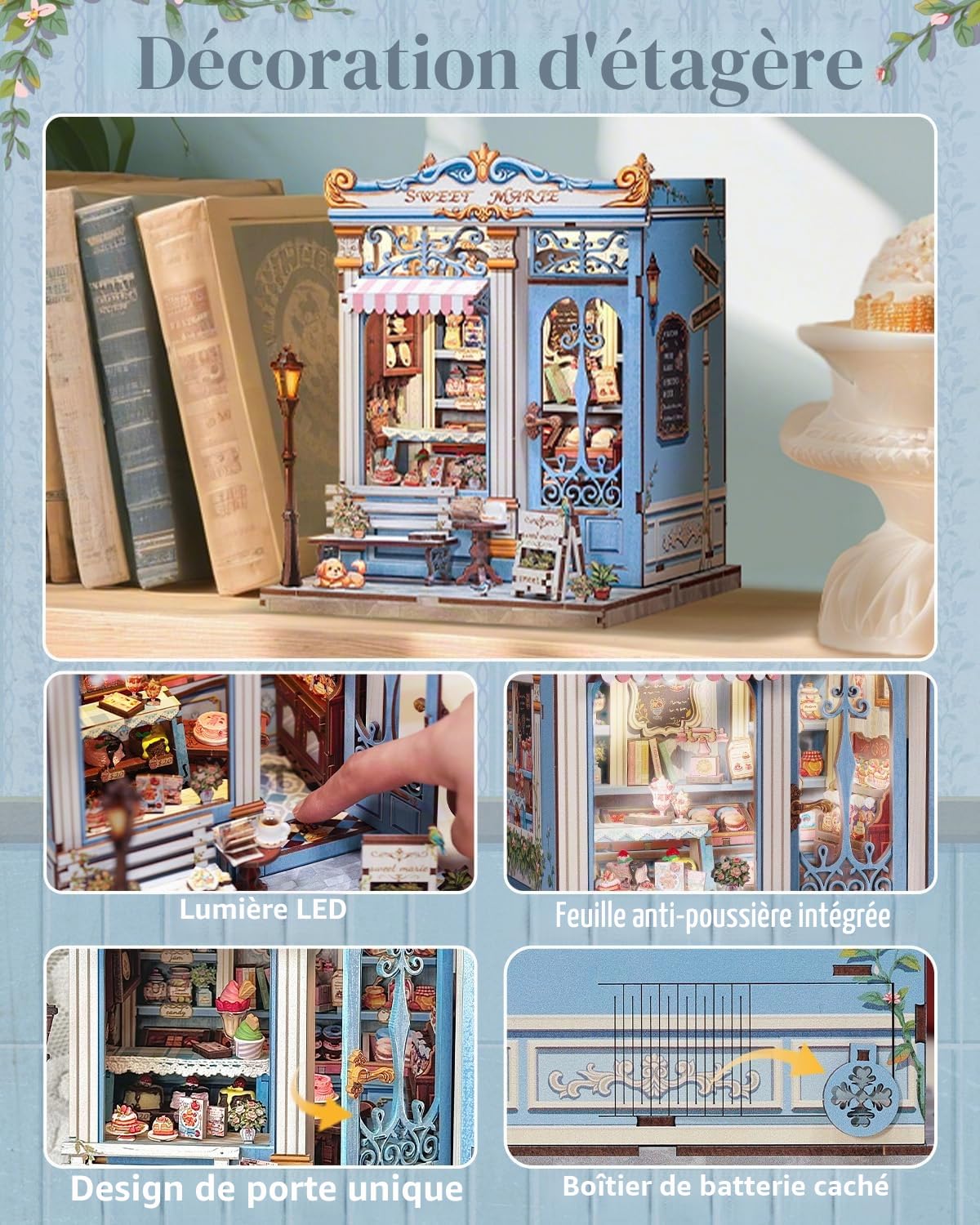 Kit Miniature Pâtisserie Française – Book Nook 3D Bois Cadeau Adulte