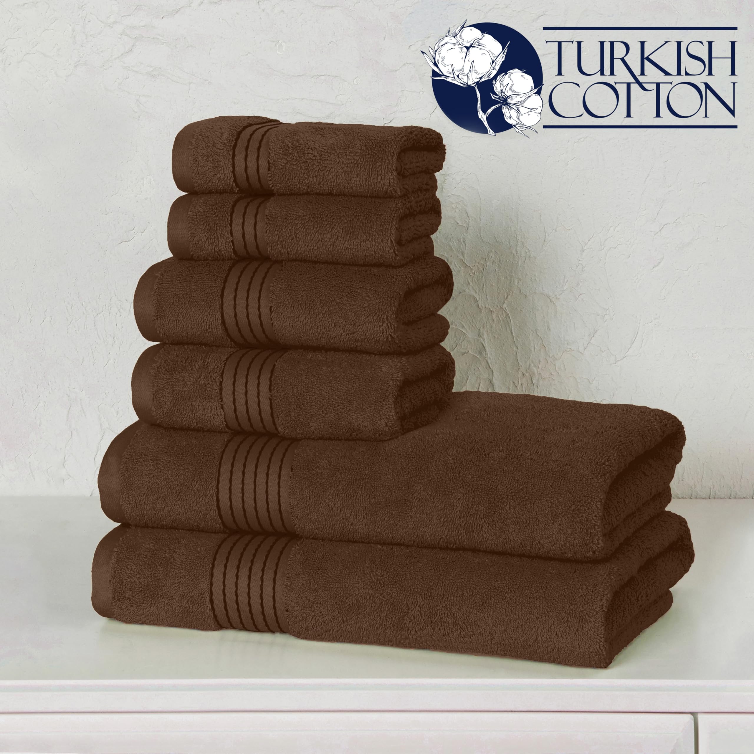 Elegant Comfort Set di 6 asciugamani in cotone di alta qualità, include 2 salviette, 2 asciugamani per le mani e 2 teli da bagno, 100% cotone turco, asciugamani altamente assorbenti e super morbidi