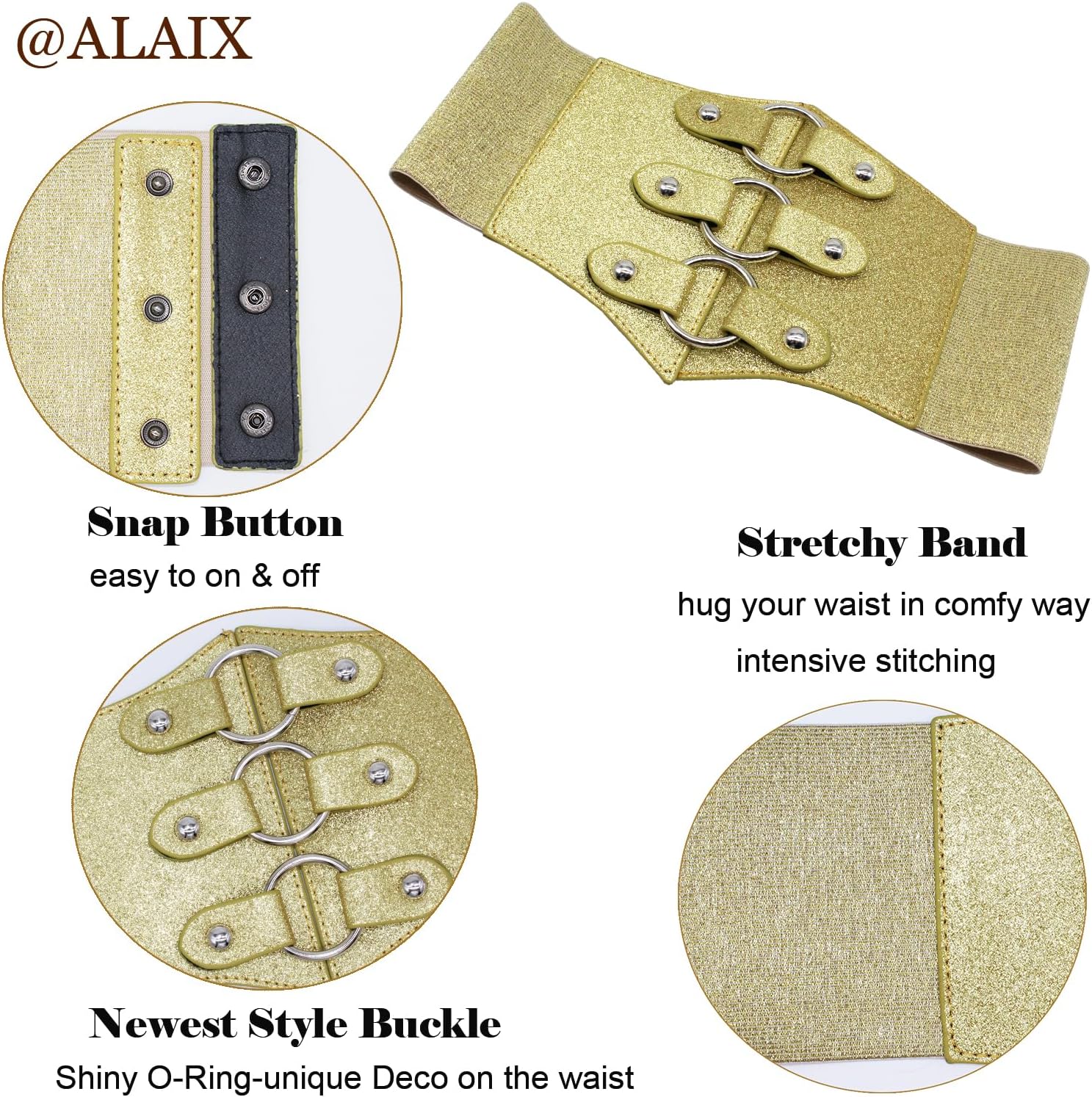 ALAIX Women's Corset Belt Extra Wide Stretchy Belts Elastic Waspie Waist Belts for Cosplay Halloween Costume Belts for Women - Image 4