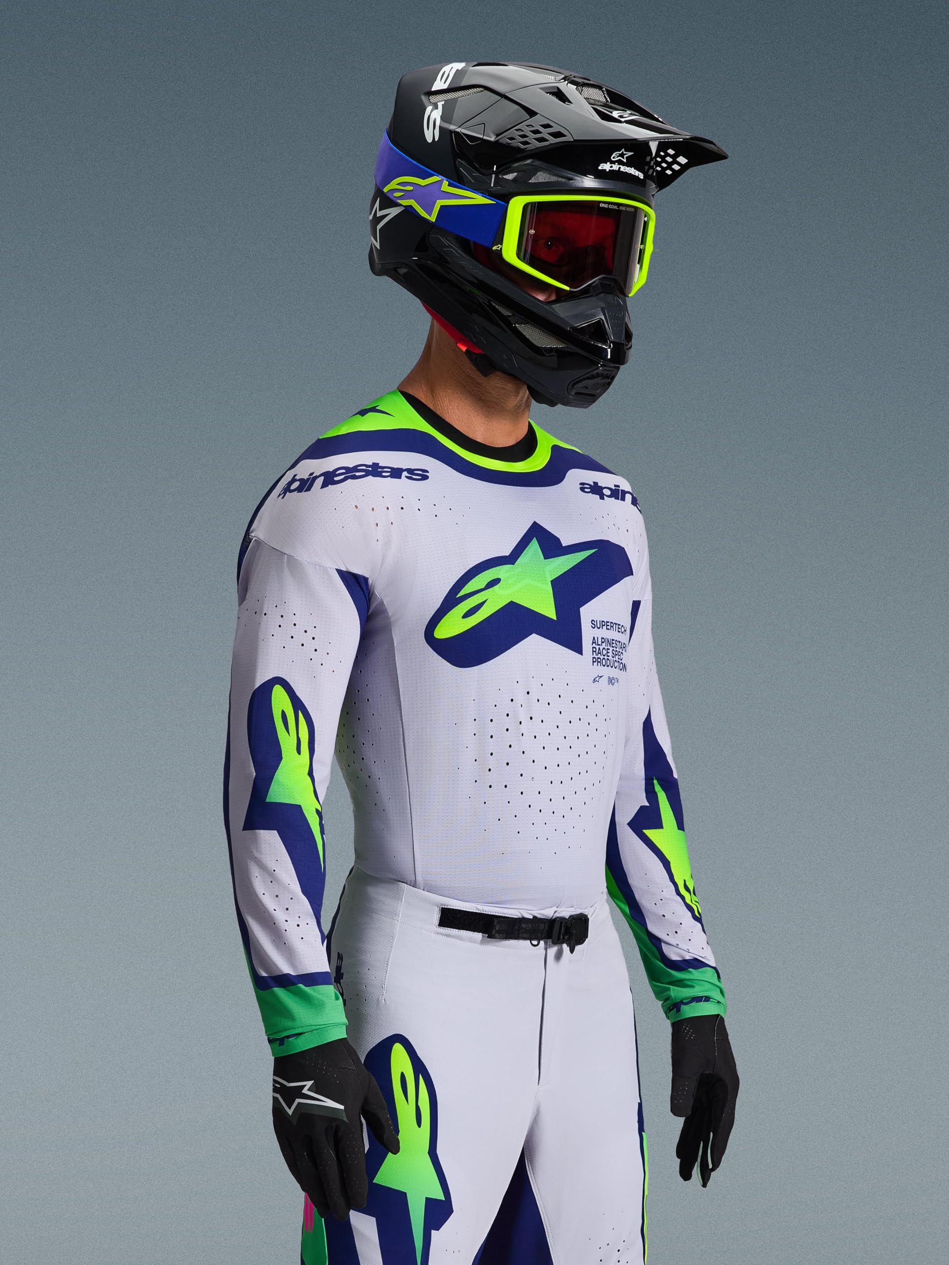 Alpinestars Supertech Vista Maglia da motocross, grigio/blu, L