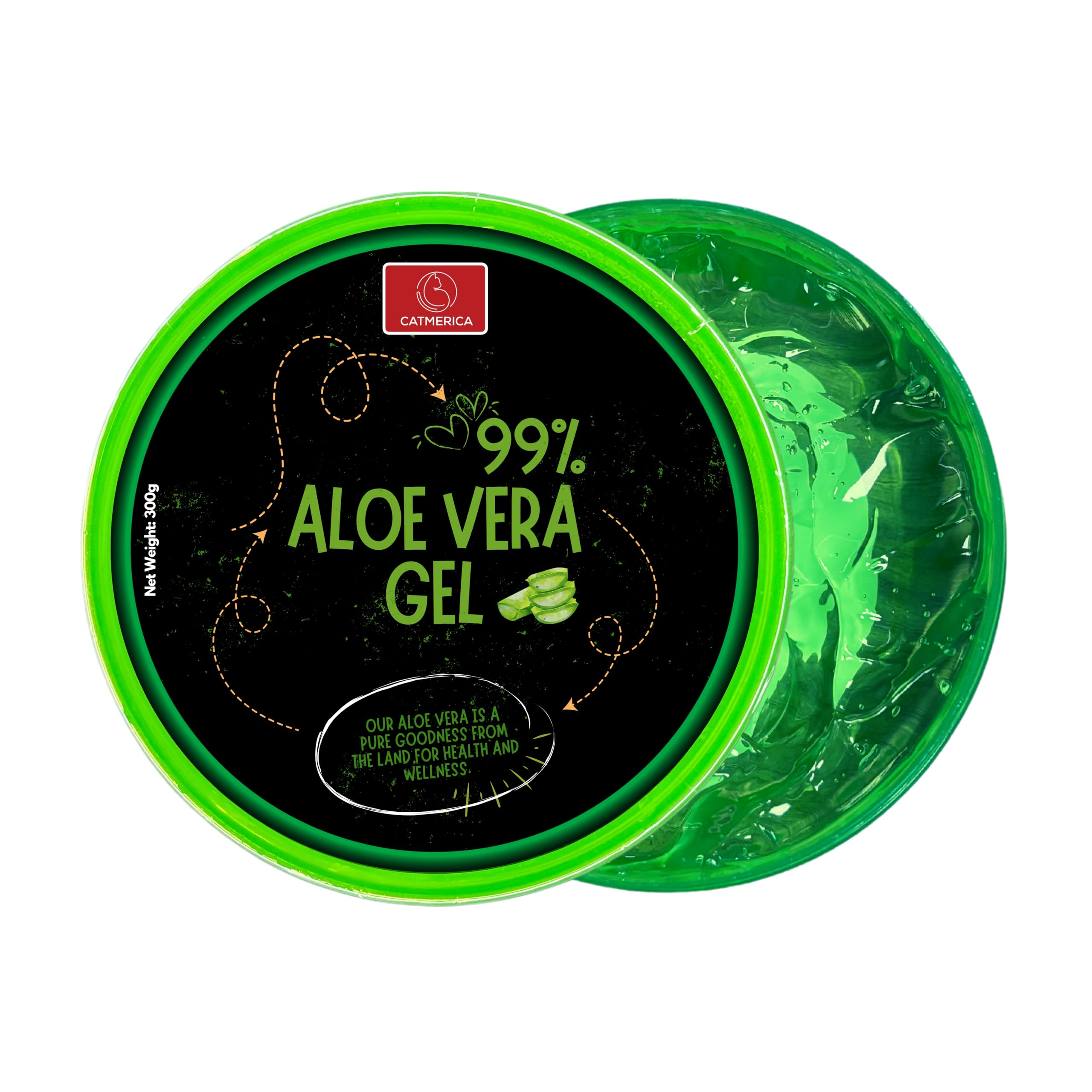 CATMERICA - Aloe Vera Gel – 99% Pure, Fast-Absorbing and No-Residue Moisturizer, Non-Sticky - Aloe Vera can be good for Sunburn, after tanning, Dry