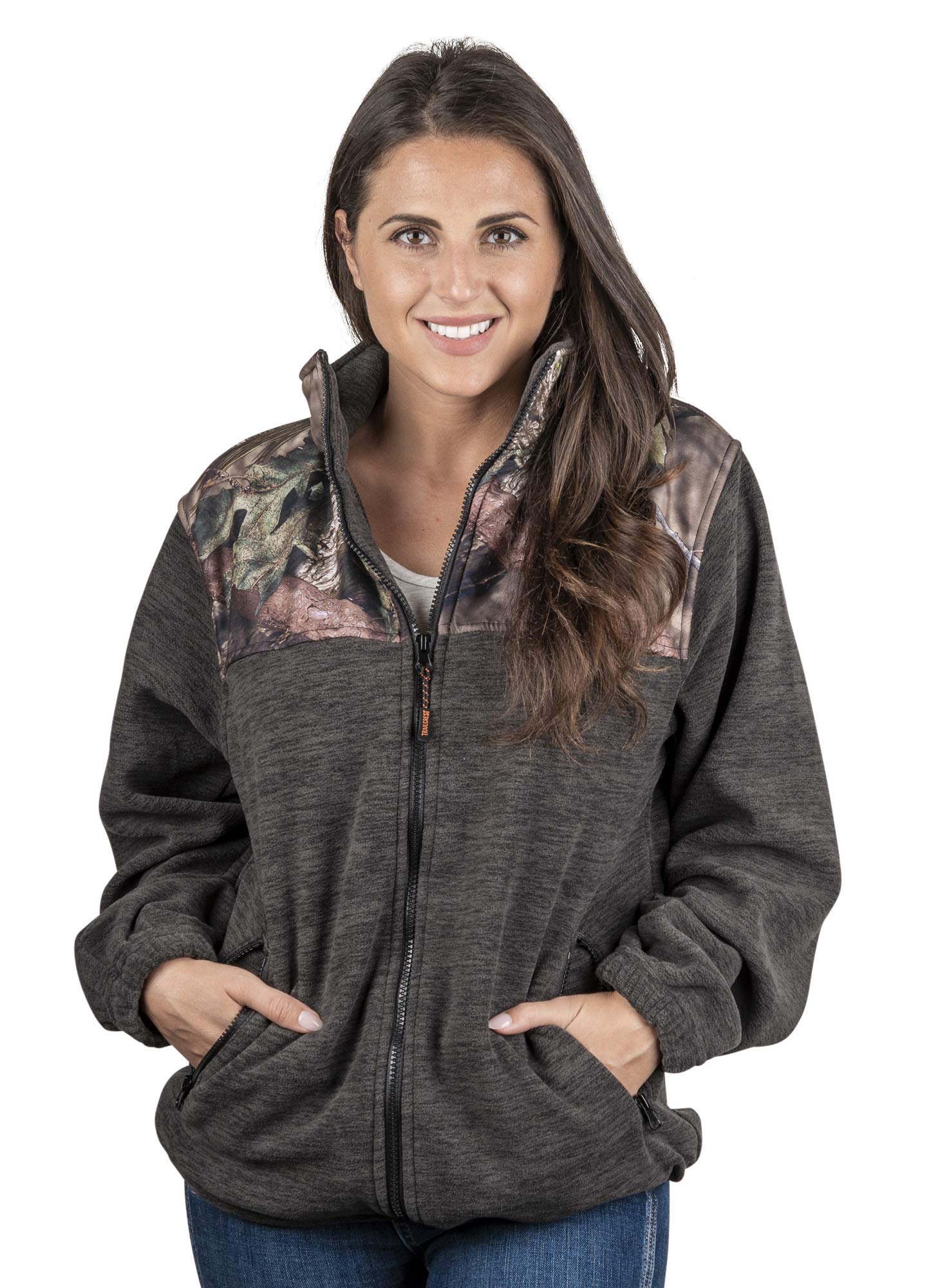 TrailCrest Women's C-Max Full Zip Polar Fleece Jacket Mossy Oak Camo Patterns