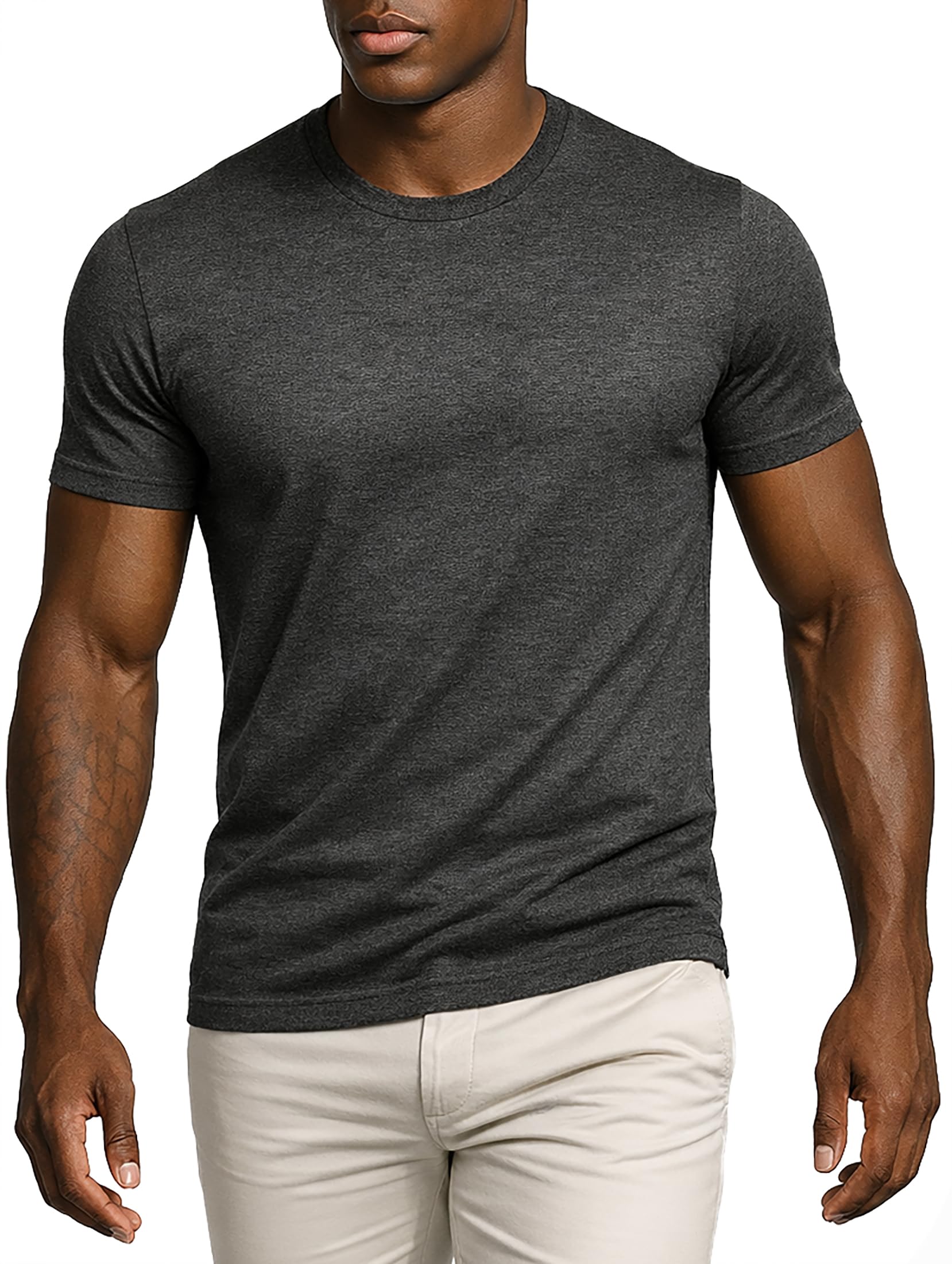 Leif Nelson Herren T-Shirt Slim Fit Rundhals Kurzarm Basic Shirt für Männer, Baumwolle, Casual Freizeit Oberteil