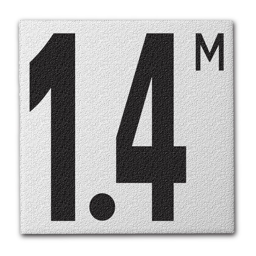 Ceramic Swimming Pool Deck Depth Marker " 1.4 M " Abrasive Non-Slip Finish, 5 inch Font
