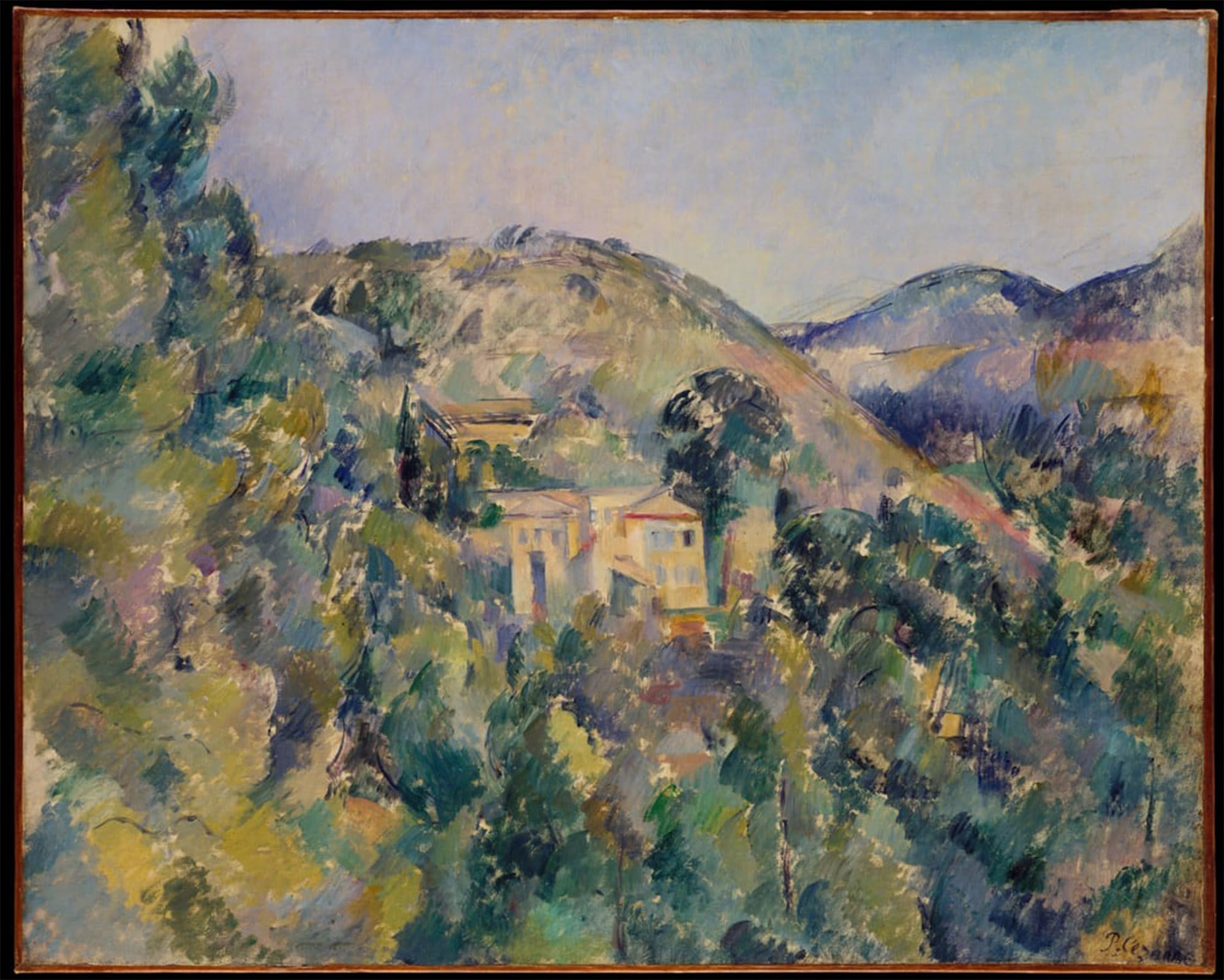 POSTERIIk Famous Modern Artwork Art Mural View of the Domaine Saint- by Paul Cézanne Oil Paintings Pictures for Home Decor 60x90cm