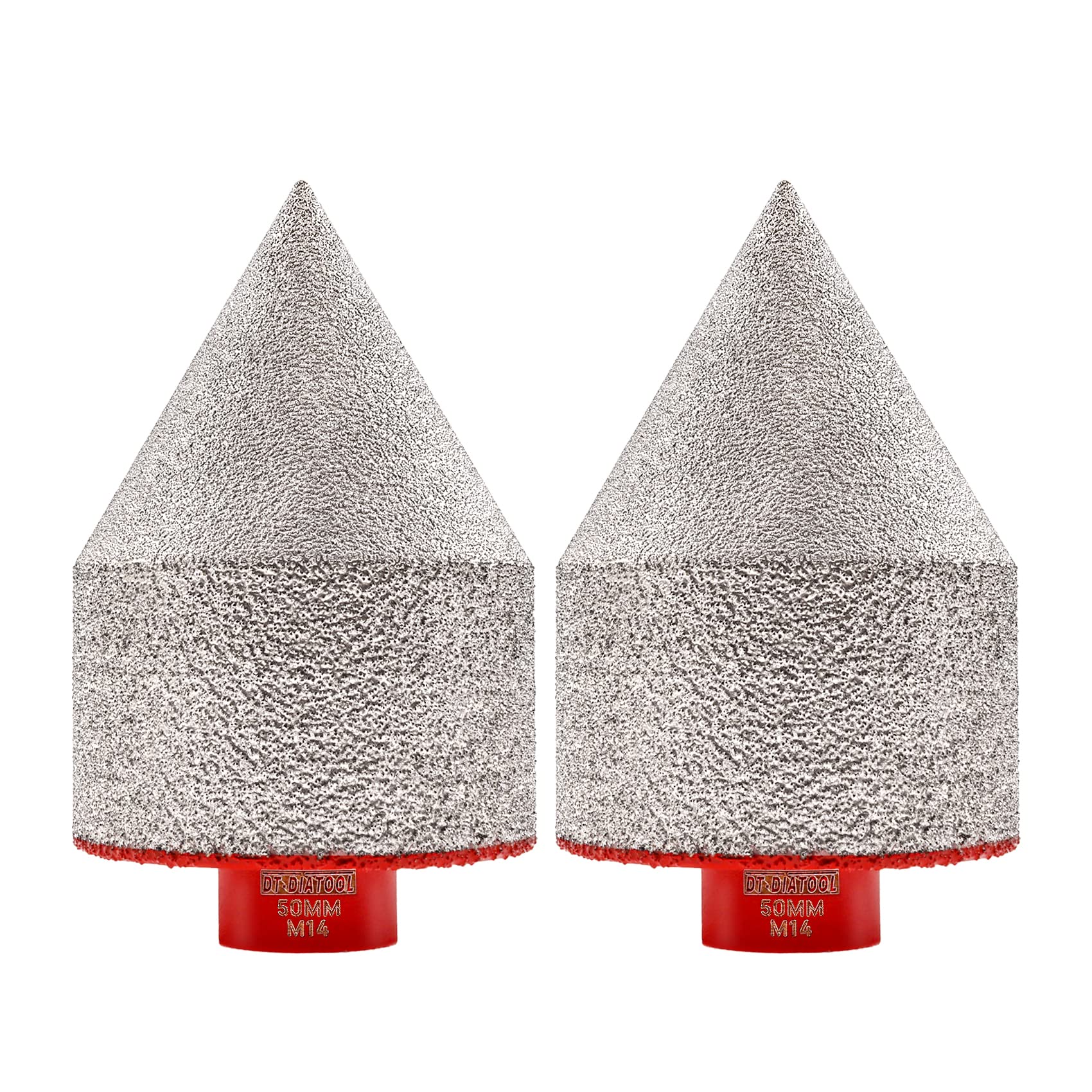 DT-DIATOOL Broca biselada de diamante para biselar, ampliar, recortar agujeros existentes de azulejos de cerámica de porcelana, piedra de mármol de granito, diámetro de 50 mm, rosca M14, 2 unidades