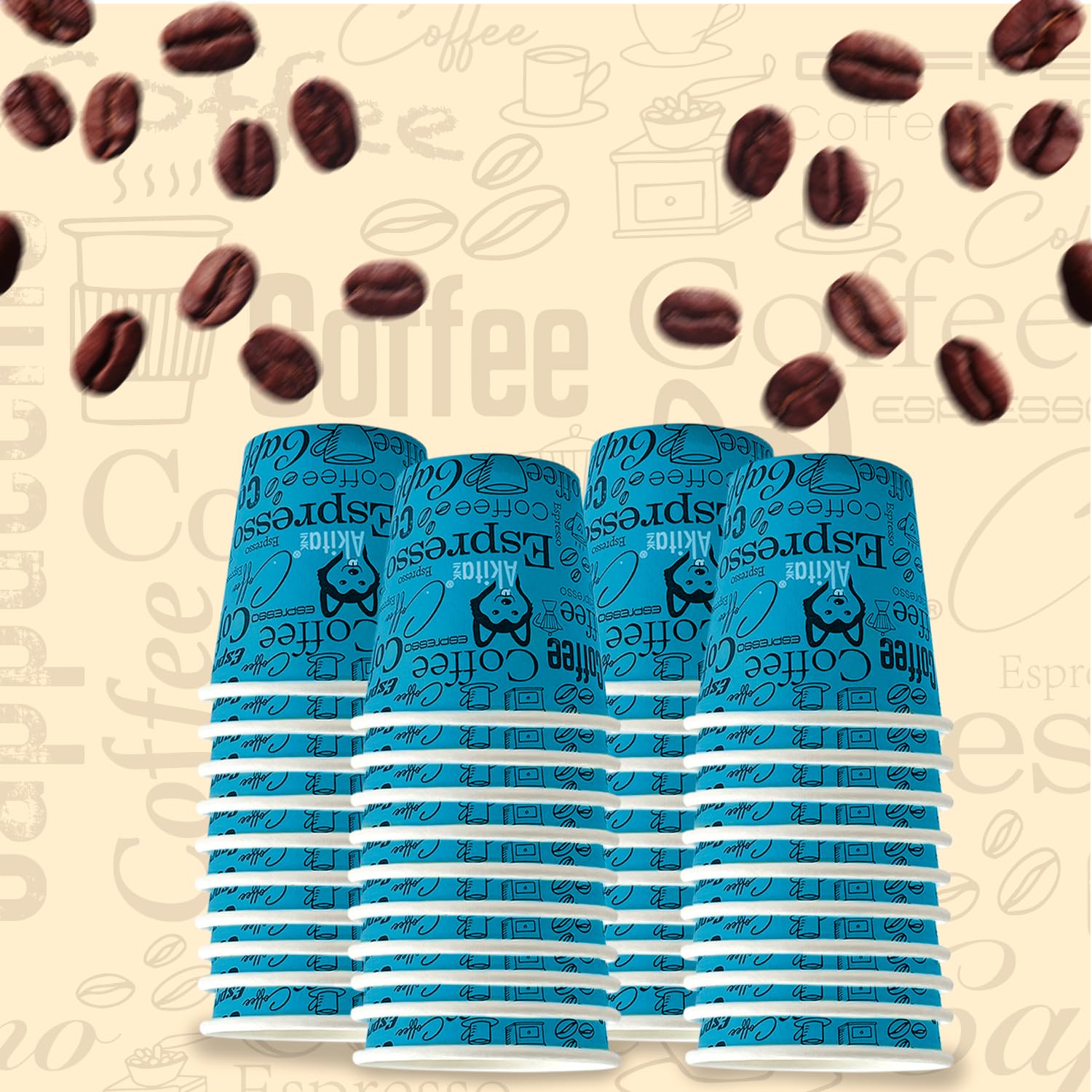 AKITAInk 1000 Bicchierini caffè, Bicchieri Caffe di Carta Monouso Biodegradabili, Biocompostabili Tazzine da 75 ml Bicchierini da Caffè Usa e Getta Ecosostenibili