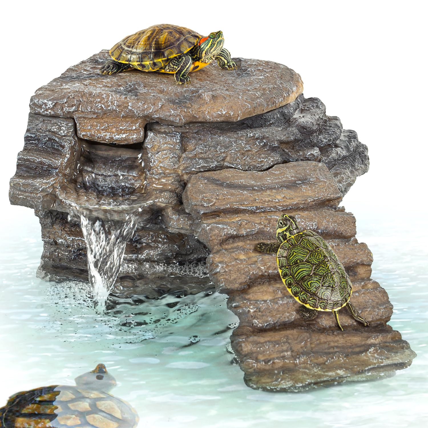 REPTIZOO Turtle Tank Filter, 120GPH Turtle Filter Basking Platform with Detachable Bridge for Climbing Ramps and Diving, Quiet Aquatic Reptile Filter Keeps Water Clean, Terrarium Decor