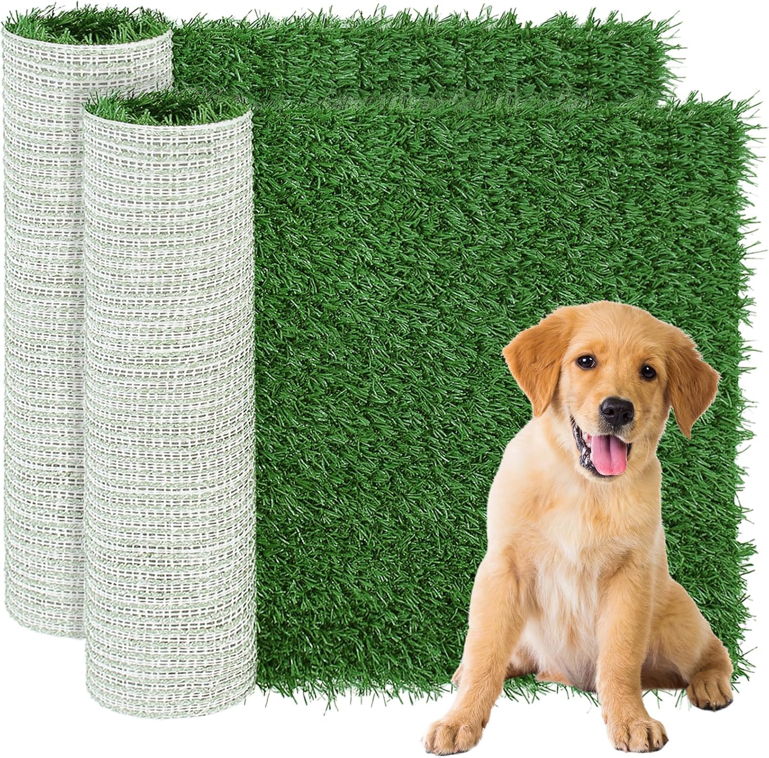 GLOBREEN Artificial Dog Grass Pee Pads 28" X 18" - Large Puppy Training Turf for Potty Tray, Anti Odors Reusable Pet Fake Grass with Drainage, 2 Packs