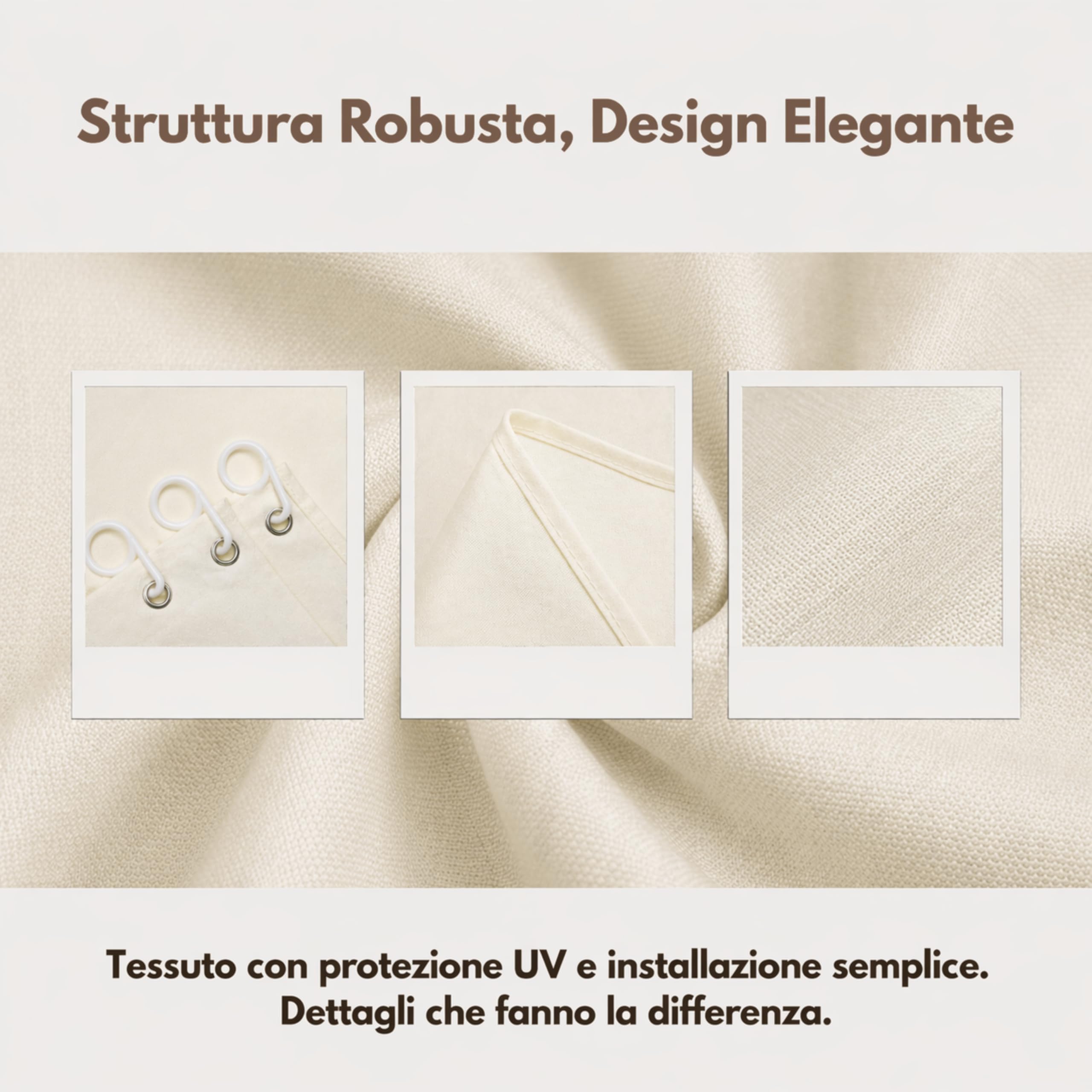 Tenda da Sole a Caduta Beige per Balcone 290x290 cm 1700g, Protezione UV, Verticale per Terrazza e Giardino