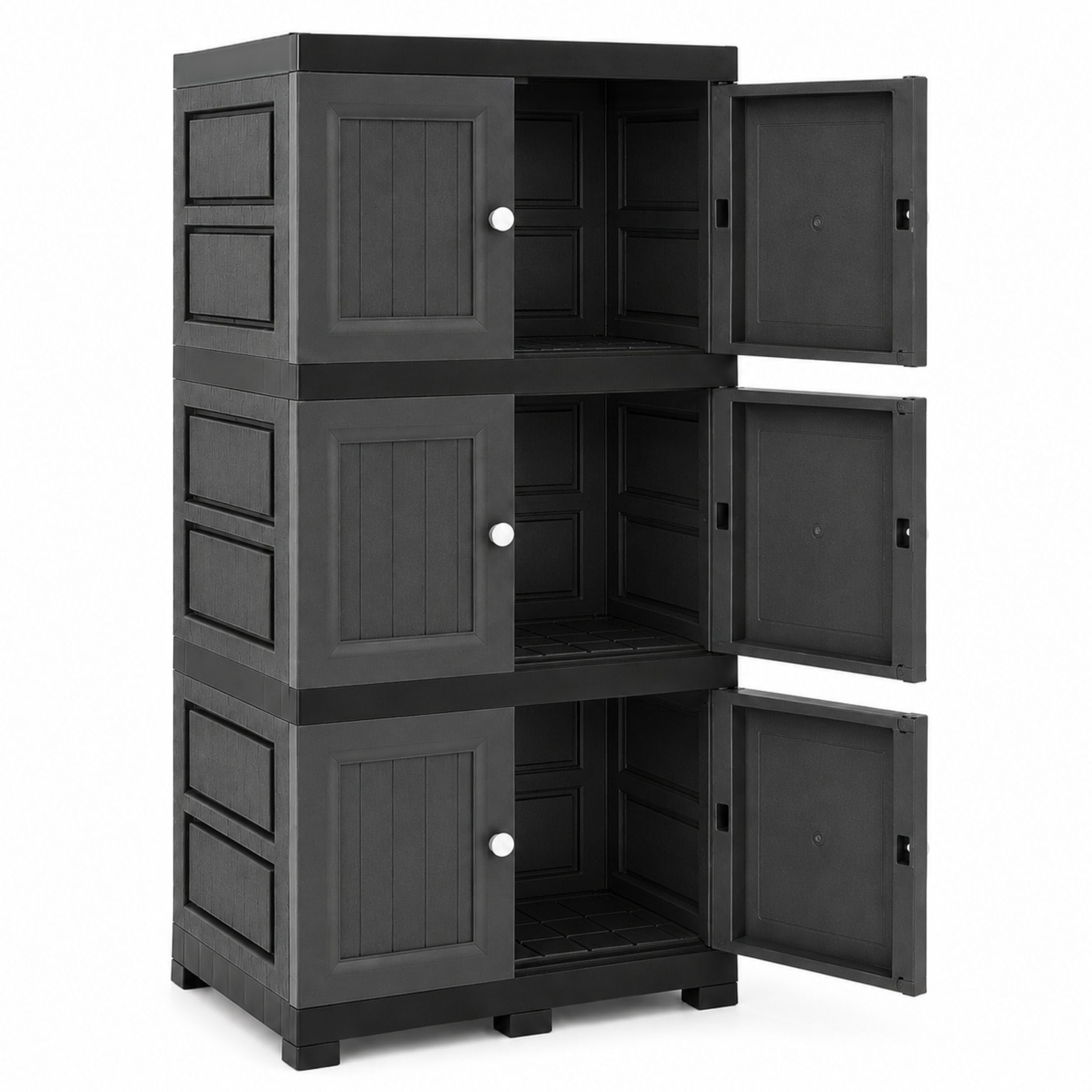 3 Tier Large Storage Cabinet on Wheels, Moisture Resistant Utility Cupboard