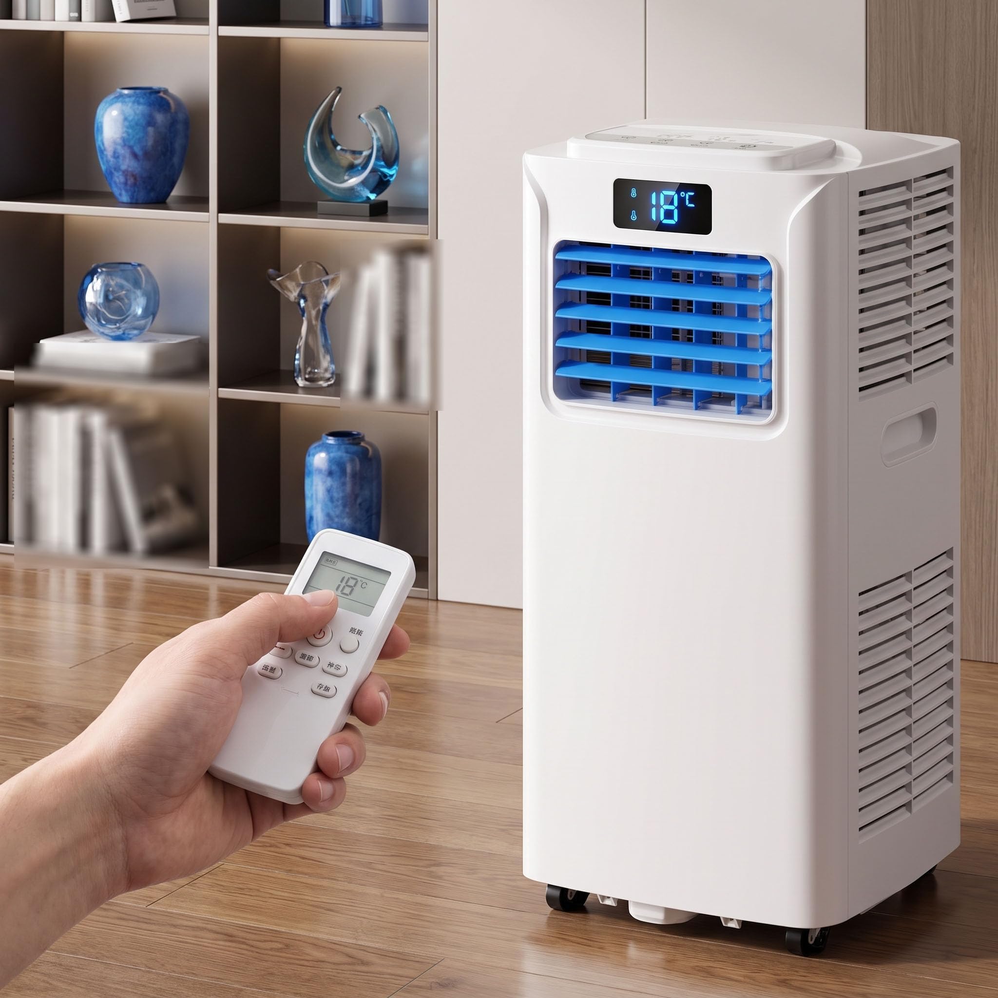 Klimaanlage, Energieeffizient, | 2 Kühlgeschwindigkeiten, 24-Stunden-Timer, Digitalanzeige, Ventilator for Zuhause, große Räume(7000 BTU)