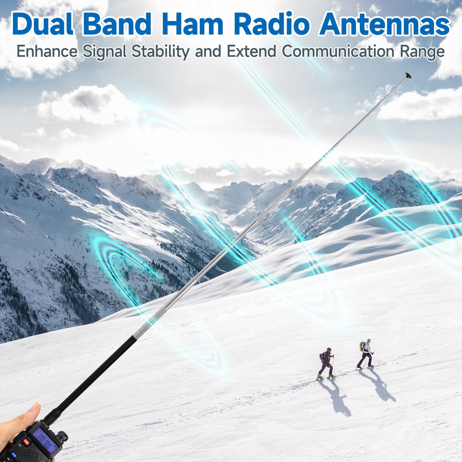 Eightwood Walkie Talkie Antenna Dual Band 144/430 MHz SMA Telescopica per Baofeng UV-82 UV-5R RT Quansheng