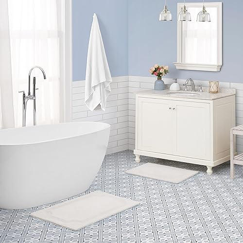 Miniatura 7 de Laura Ashley - Tapete de baño reversible de algodón, decoración de baño de alta calidad, lavable a máquina, altamente absorbente, juego de 2 piezas,