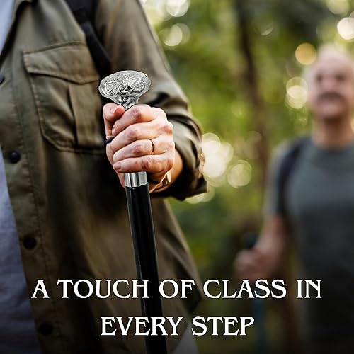 Miniatura 5 de Bastón de madera antigua vintage, tamaño 36 pulgadas con perilla de mango de latón plateado, elegante regalo y coleccionable para bastón de 36