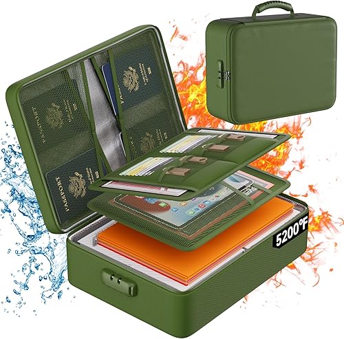 Miniatura 16 de DocSafe Organizador de documentos de 5200°F con cerradura, caja con aislamiento térmico mejorado resistente al fuego y a prueba de agua, organizador