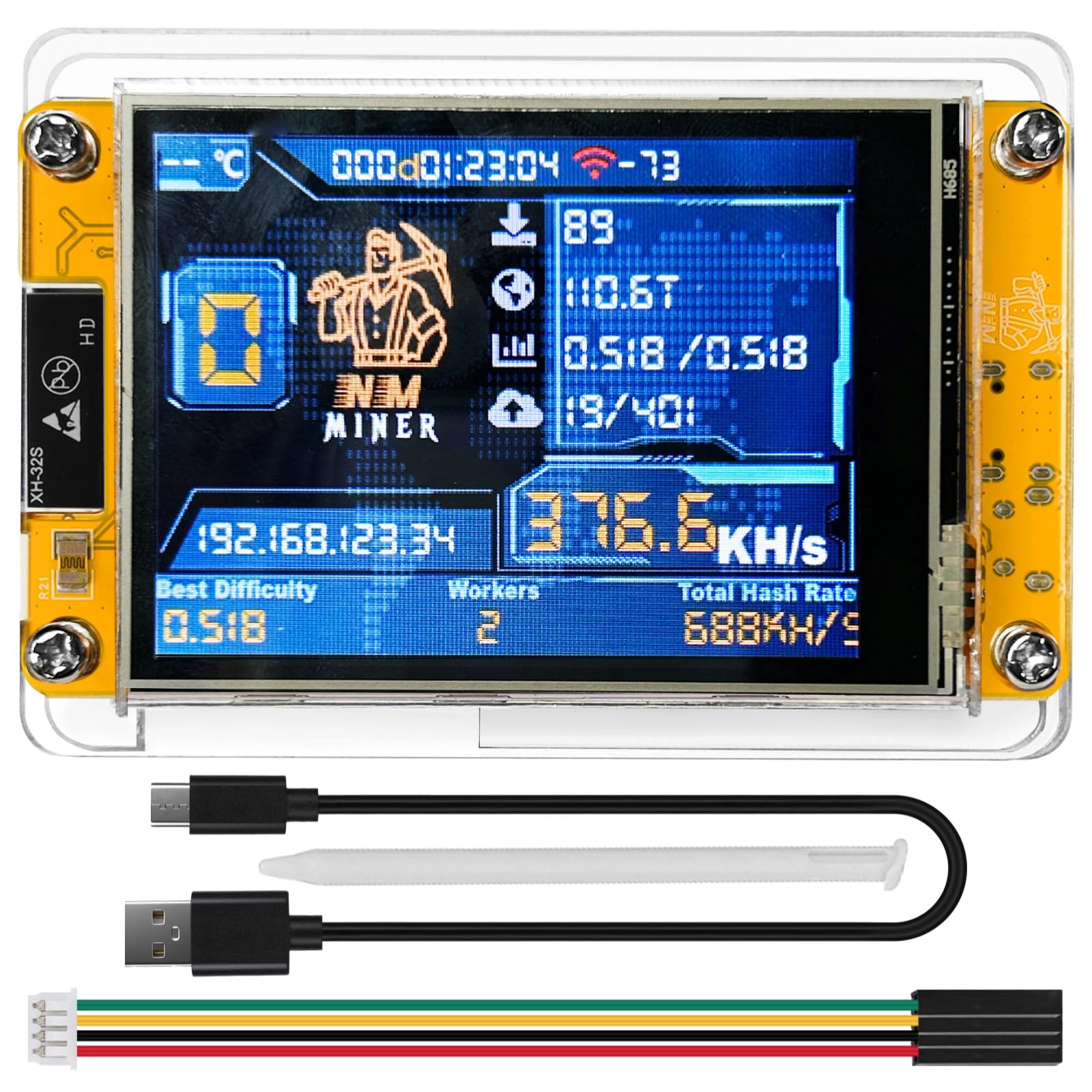 Bitcoin Miner NerdMiner V2 NMMiner ESP-WROOM-32 ESP32 Development Board 2.8 inch Smart Display Lucky Miner Hashrate Module 414KH/s Crypto Solo Lottery Miner