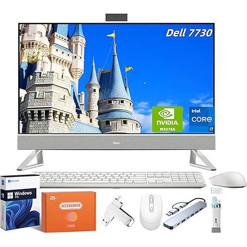Dell Inspiron All in One Desktop Computer, 27 Inch FHD Touch Screen, Core 7-150U, NVIDIA GeForce MX570A, 64GB RAM, 4TB SSD, Windows 11 Pro, with Accessories