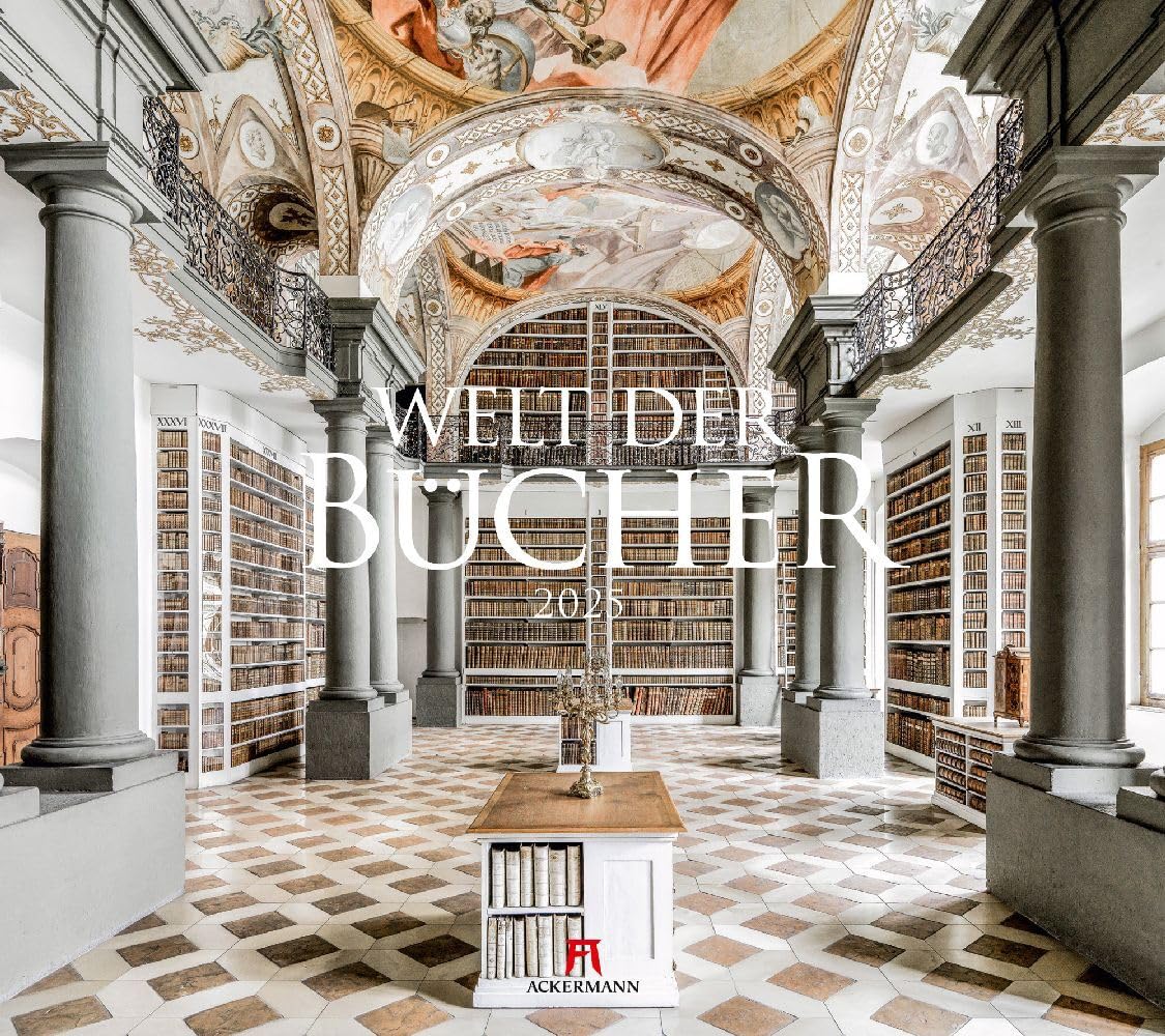 Welt der Bücher Kalender 2025, Wandkalender im Querformat (54x48 cm) - Mit den eindrucksvollsten Bibliotheken und Büchereien der Welt