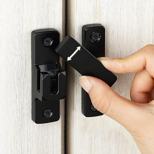 Miniatura 9 de Pestillo de puerta abatible de 90180 grados, cerradura de puerta de seguridad negra resistente, cerradura de seguridad mejorada para puerta