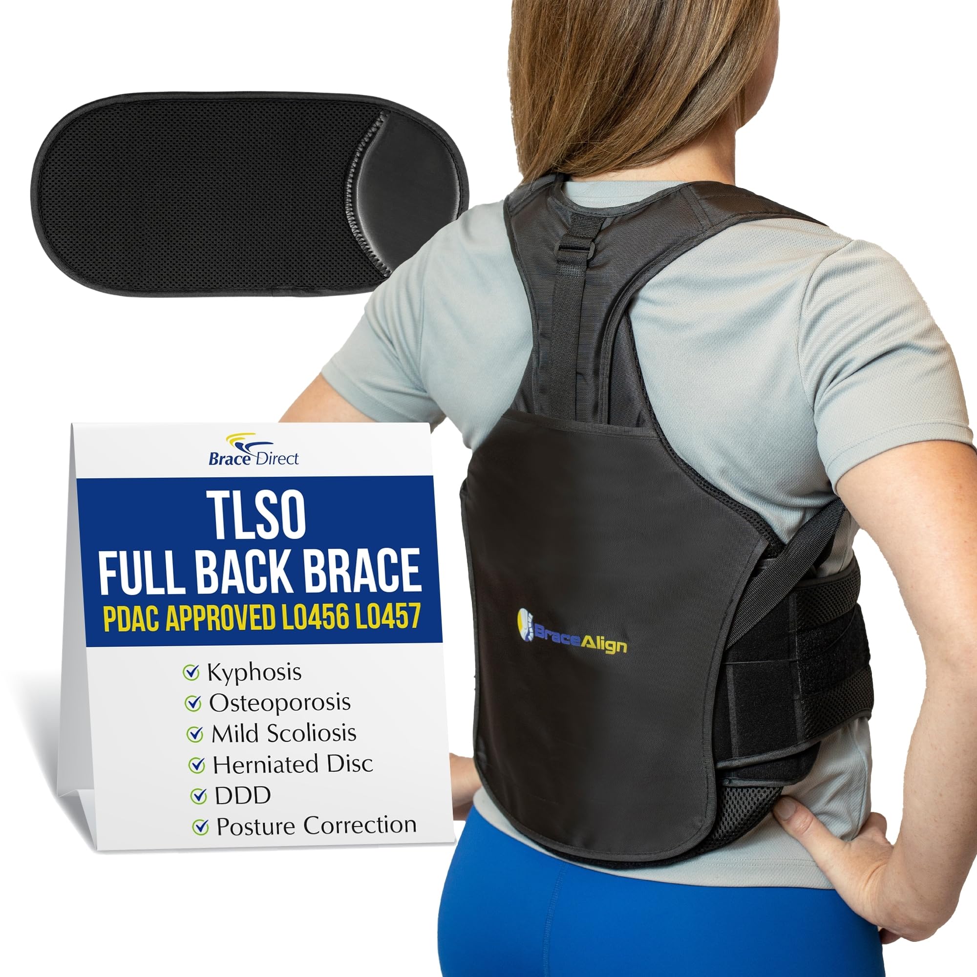 Plus Size TLSO Full Back Brace with Extension Belt for Post Op Recovery, Scoliosis, Kyphosis, Spinal Instability, Osteoporosis, DDD - L0456 L0457 (Waist 23-66")