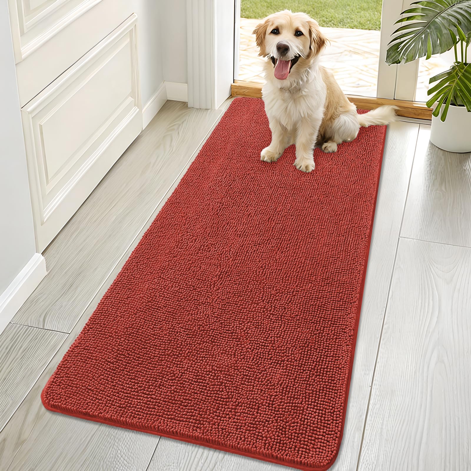 OLANLY Dog Door Mat for Muddy Paws 70x32, Super Absorbent Chenille Mud Mat