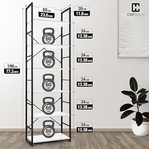 Miniatura 3 de CAPHAUS Estantería de 6 niveles, estante de pie de 24 pulgadas de ancho, organizador de almacenamiento de estantes, estantes industriales para