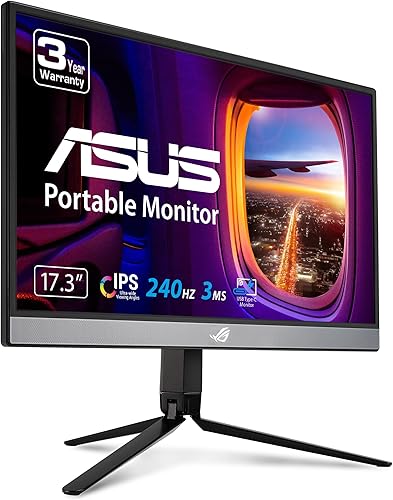 ASUS ROG Strix 17.3" 1080P Monitor portátil para juegos (XG17AHP) - Full HD, IPS, 240Hz, 3ms, sincronización adaptativa, bolsa ROG y trípode,