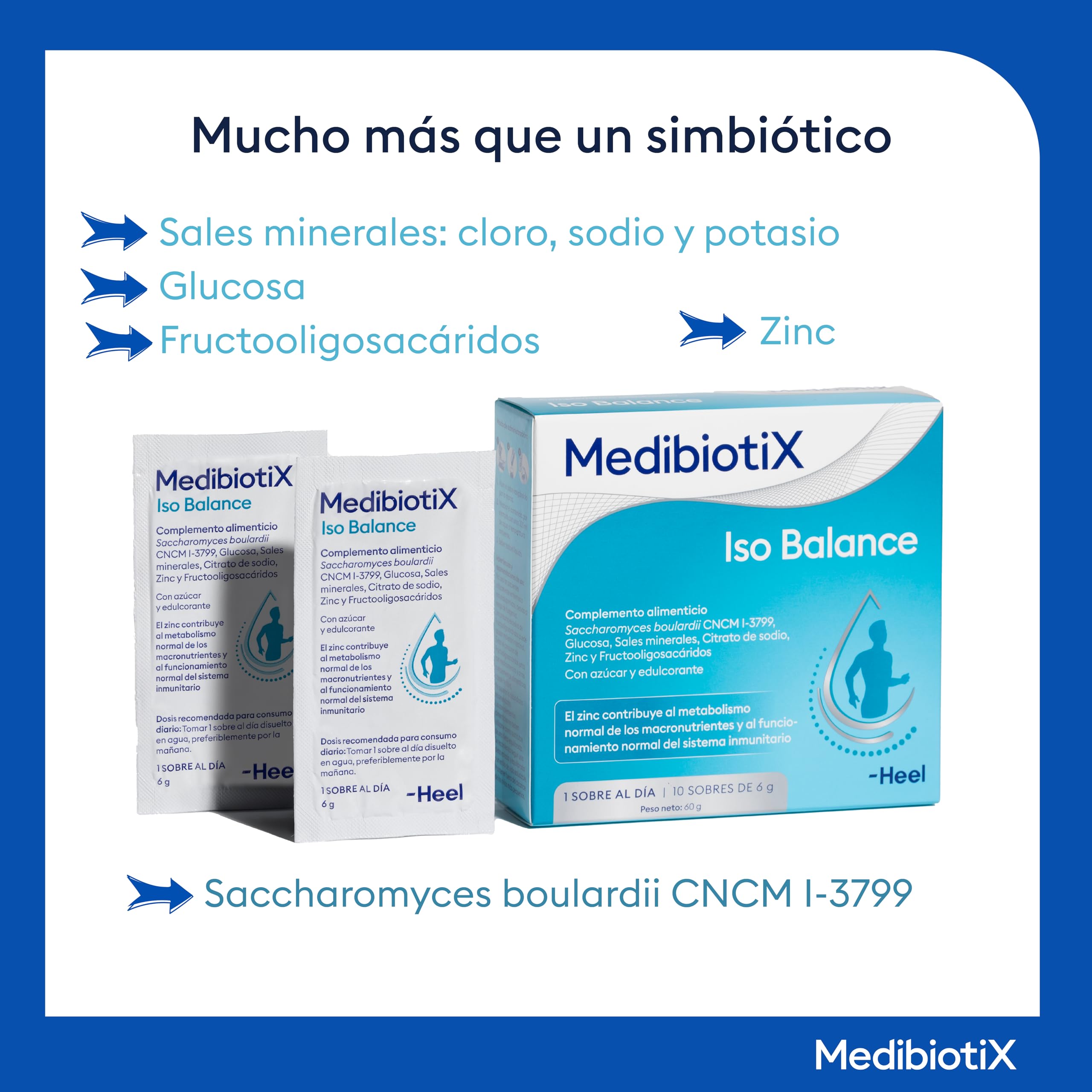 MedibiotiX – Iso Balance, Complemento Alimenticio con Prebióticos, Probióticos y Sales Minerales, Equilibra la Microbiota Intestinal, Con Suero que Evita la Deshidratación en Diarreas – 10 Sticks