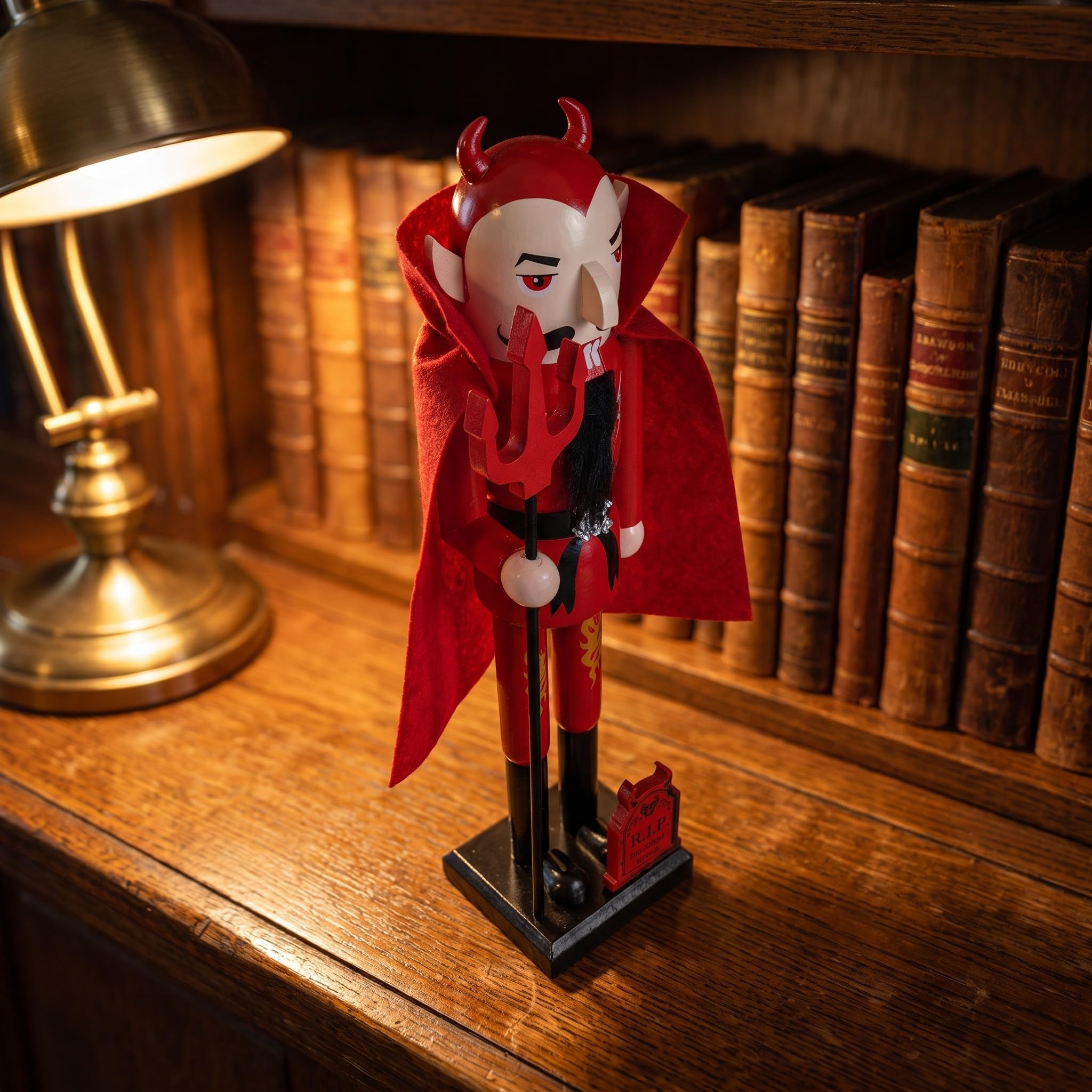 VICASKY Figura Cascanueces de Madera Roja 35,5cm para Halloween