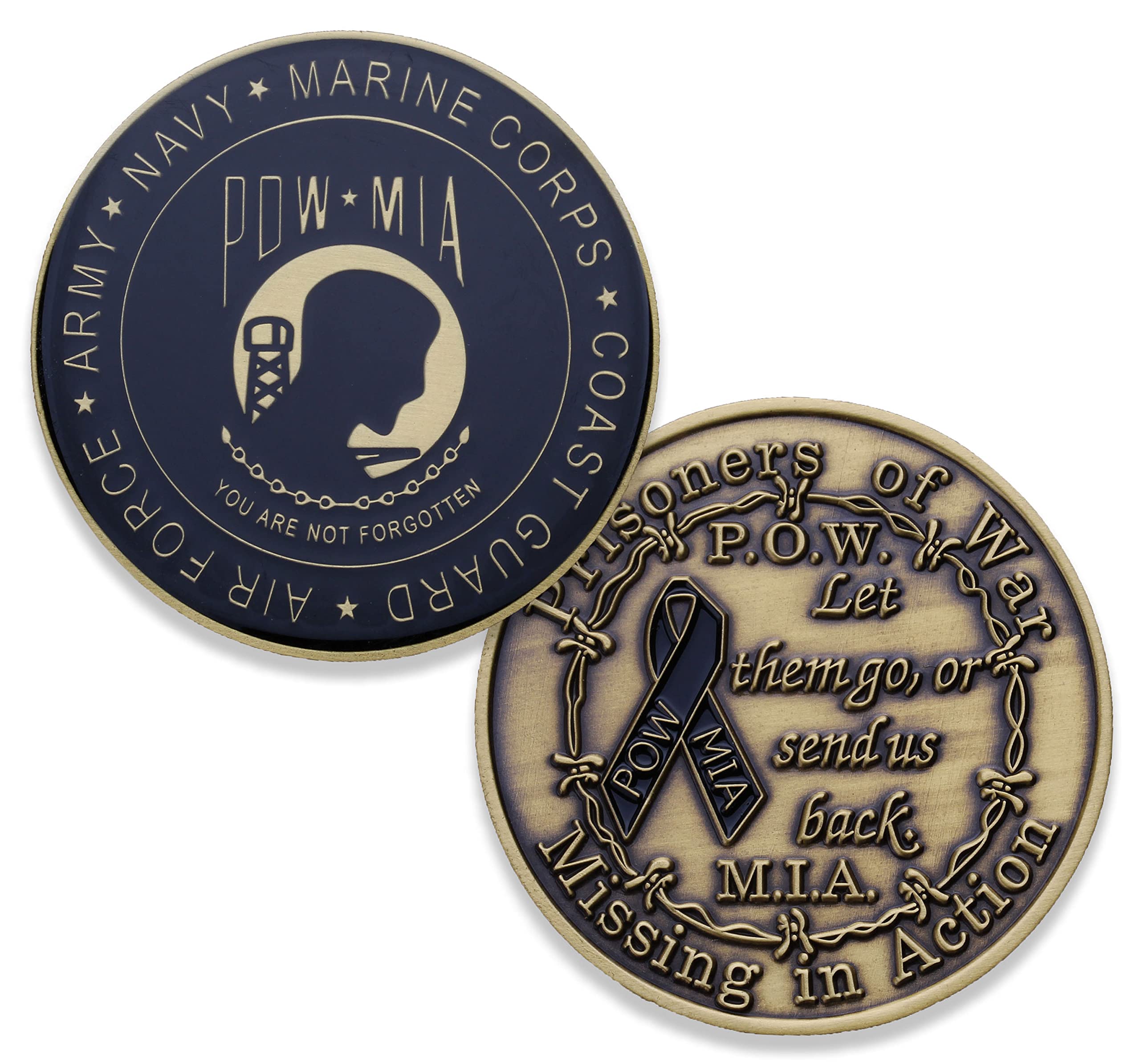Coins For Anything, Inc POW - MIA Challenge Coin - U.S. Military POW MIA Never Forget Coin - Designed by Military Veterans - POW-MIA Marine Corps -