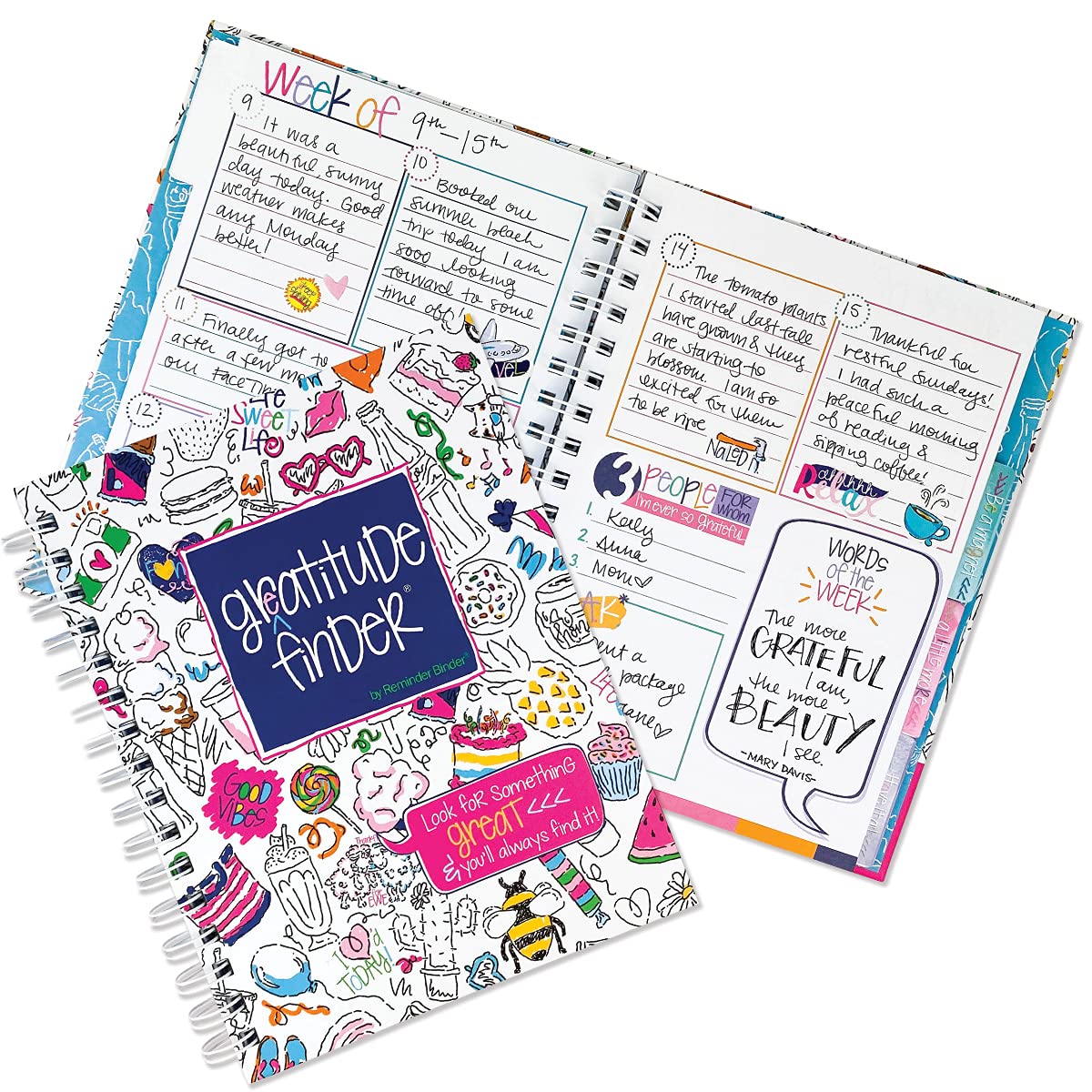 Denise Albright Gratitude Finder® 52 Week Non-Dated Journal for Women, Teens & Girls with 170 Hand-Illustrated Stickers (Whimsy Doodle)