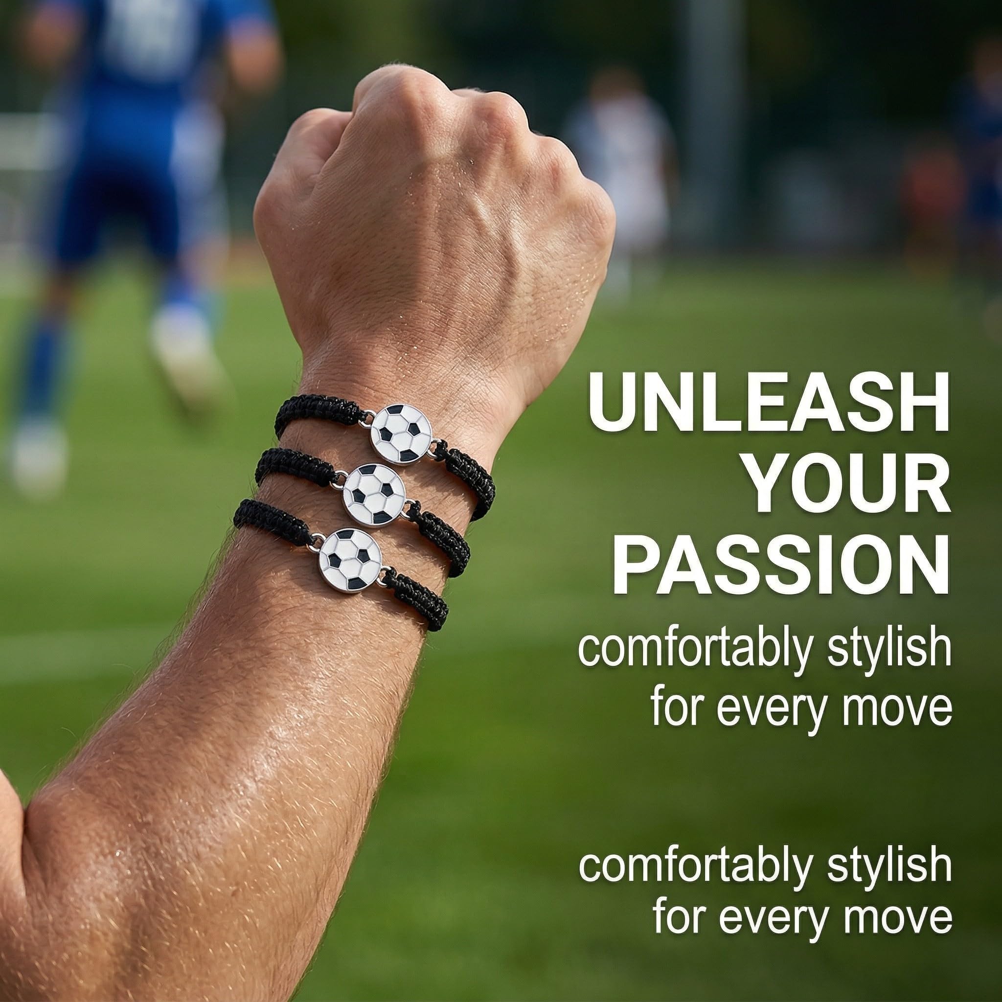 4 Pièces Bracelet Football Enfant et Adulte, Bracelet Tressé Réglable pour Garçon et Fille, Cadeau Anniversaire Foot et Souvenir de Fête Sportive, Accessoire Supporter Football