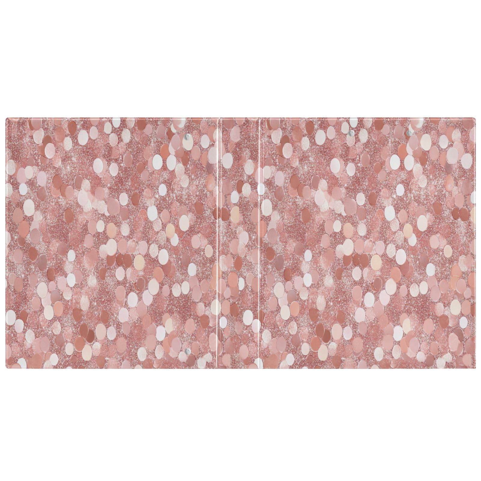 Raccoglitori a 3 anelli da 3,8 cm, motivo con paillettes oro rosa, decorativi, con clip in metallo, organizer per casa e ufficio, confezione da 2