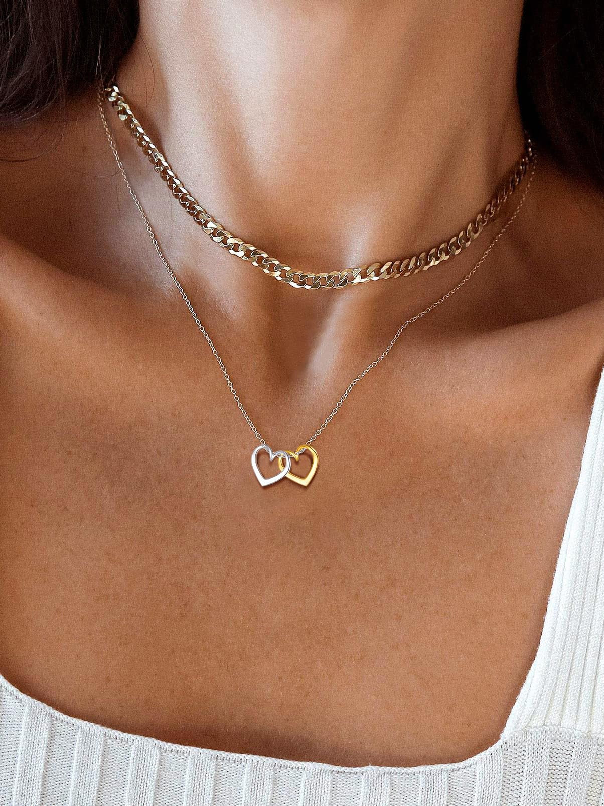 Silvora Damen Halskette 925 Silber Herz Anhänger Silberne Kette Frauen Mädchen Zirkon Herz Halsketten Kristallkette in Silber/Gold/Rosegold 41cm+5cm lang Geschenke für Geburstag Weihnachten Muttertag