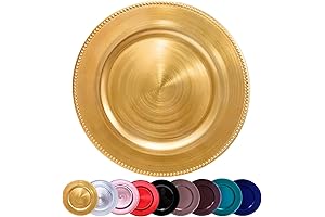 Metallic Round Charger Plates 10PCS, 13inch Plastic Beaded Charger Plates, bulk wedding,...