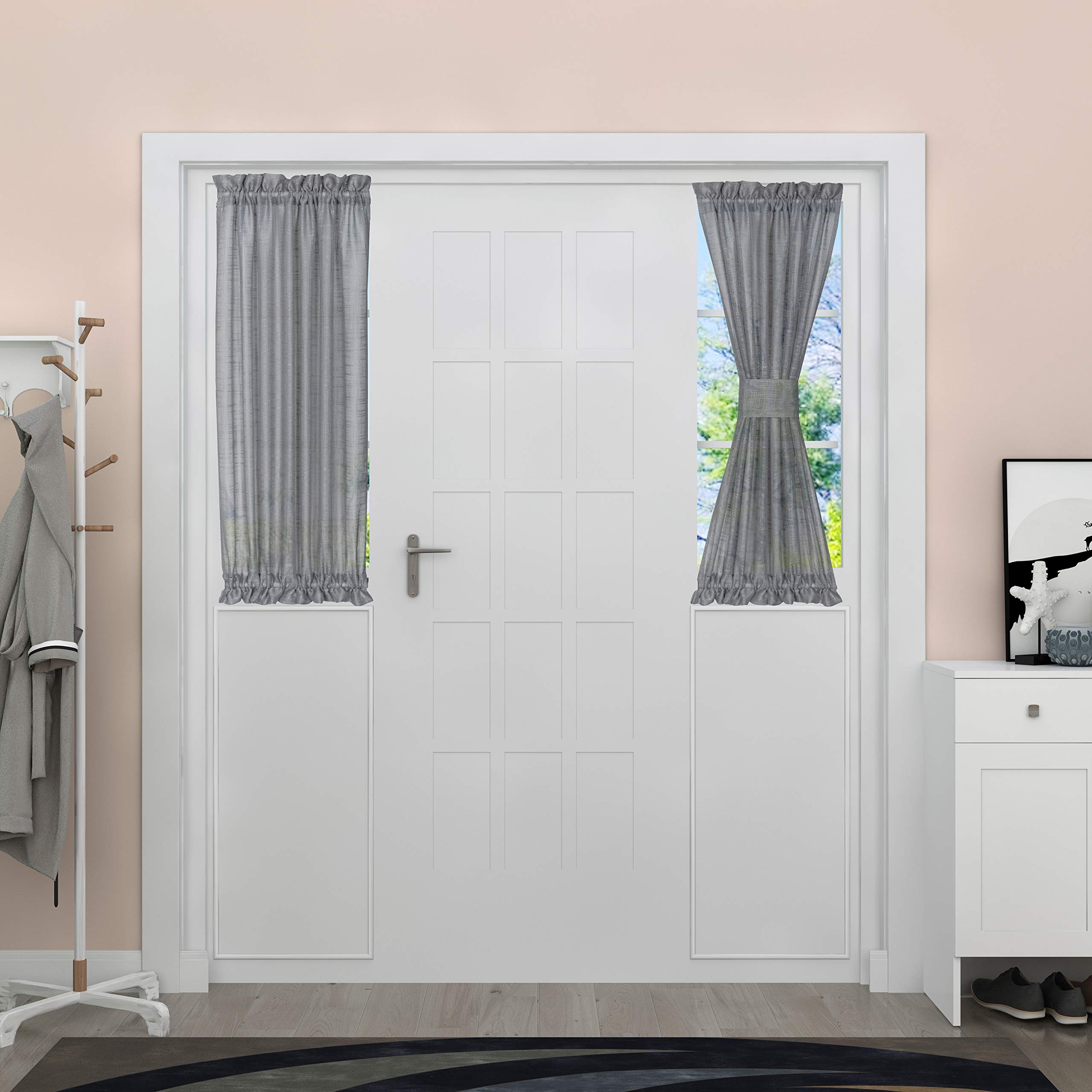 Buy Aquazolax French Door Sheer Curtains Linen Textured Sidelight Door